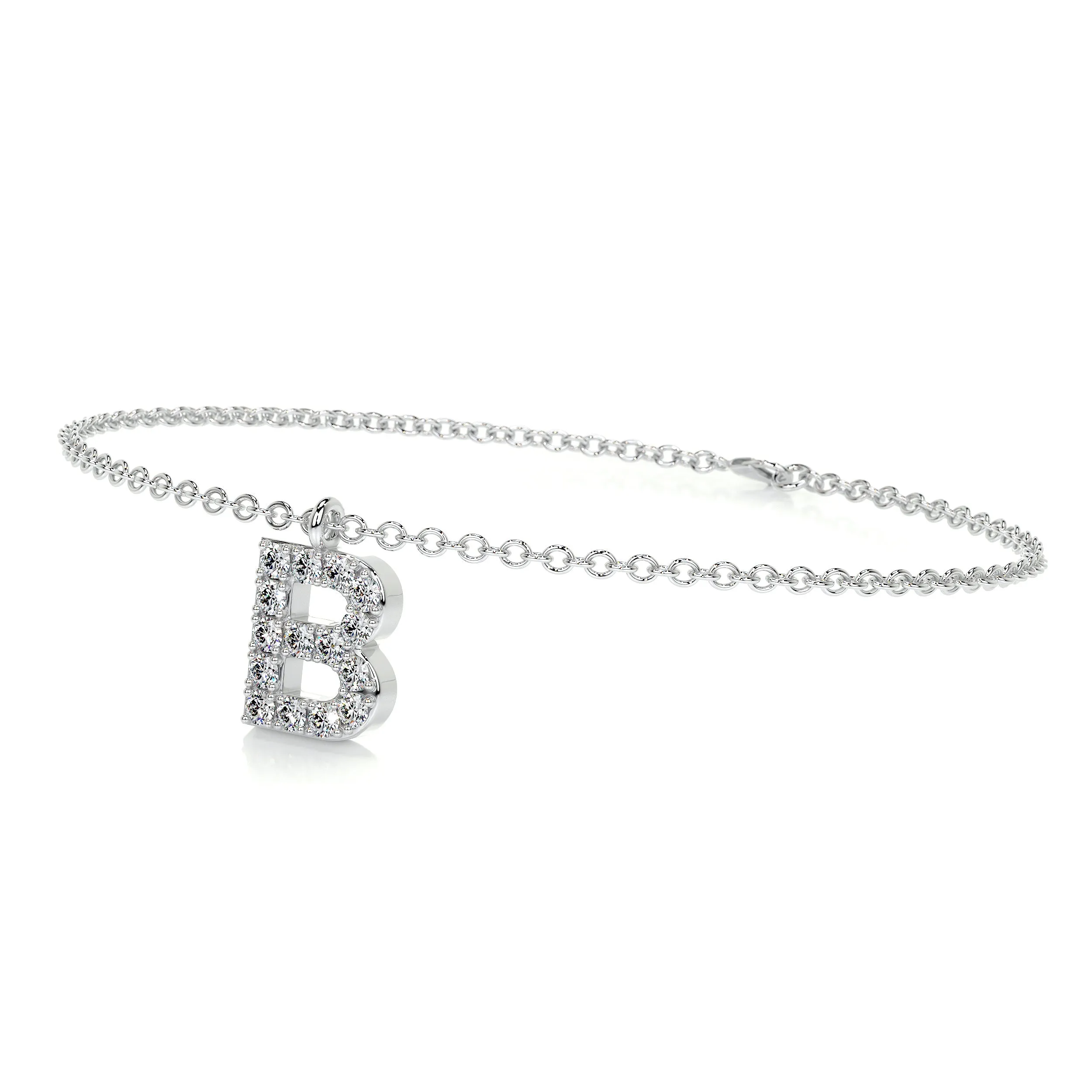 Barbara Letter Diamonds Bracelet   (0.15 Carat) -18K White Gold