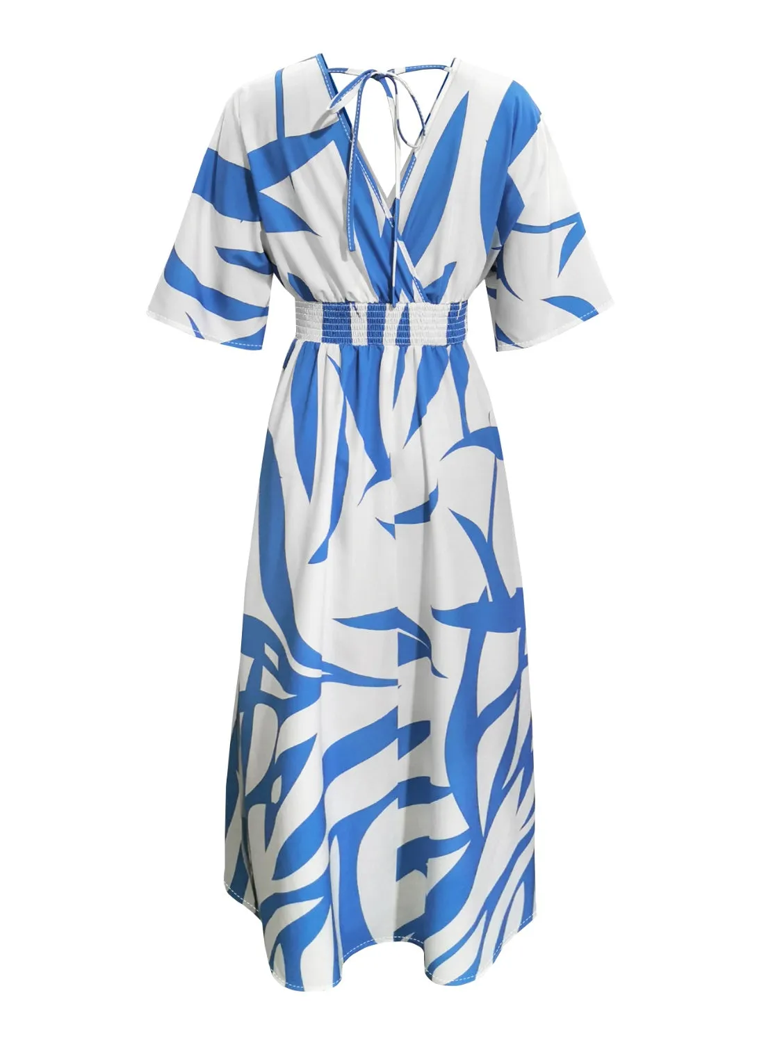 Beach Wedding Elegance: Surplice Maxi Dress with Slit and Print Design