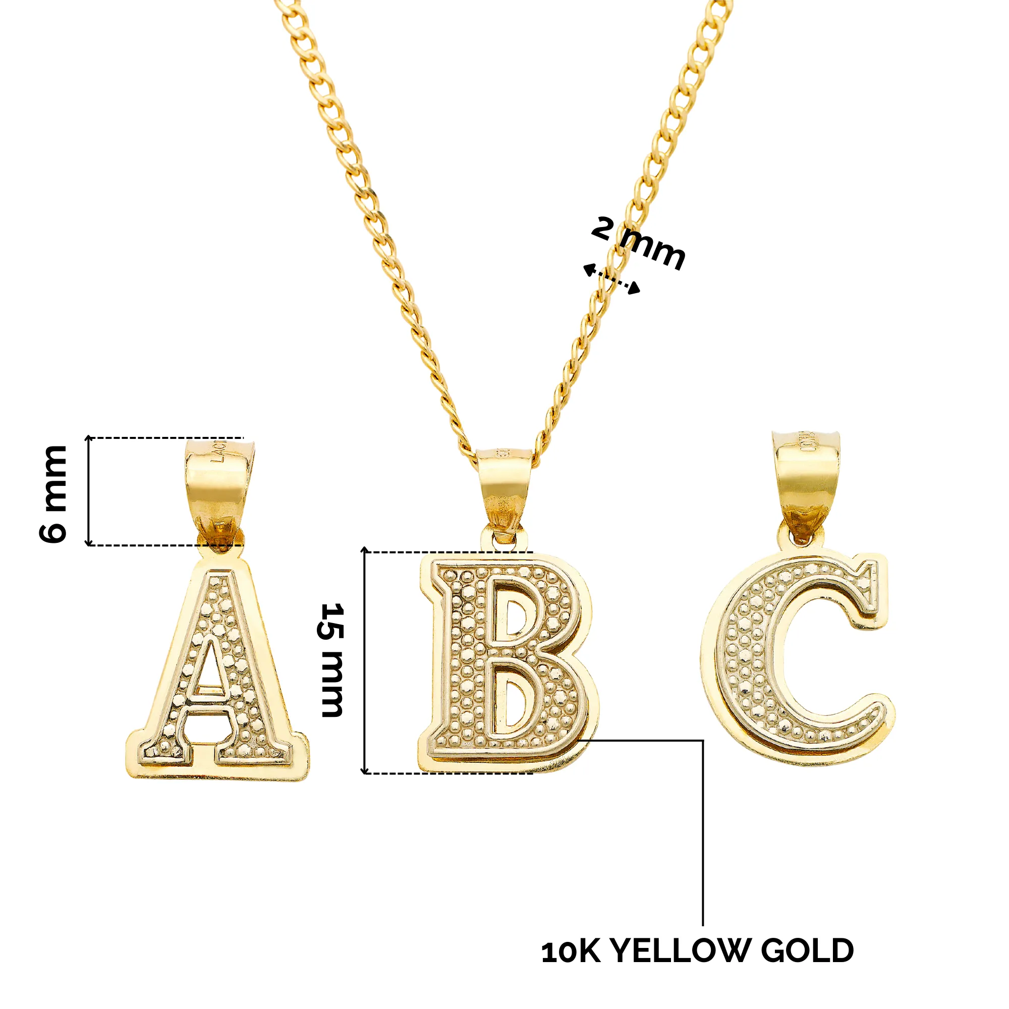 Better Jewelry 10K Yellow Gold Double Block Letter Initial Pendant Necklace