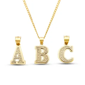 Better Jewelry 10K Yellow Gold Double Block Letter Initial Pendant Necklace