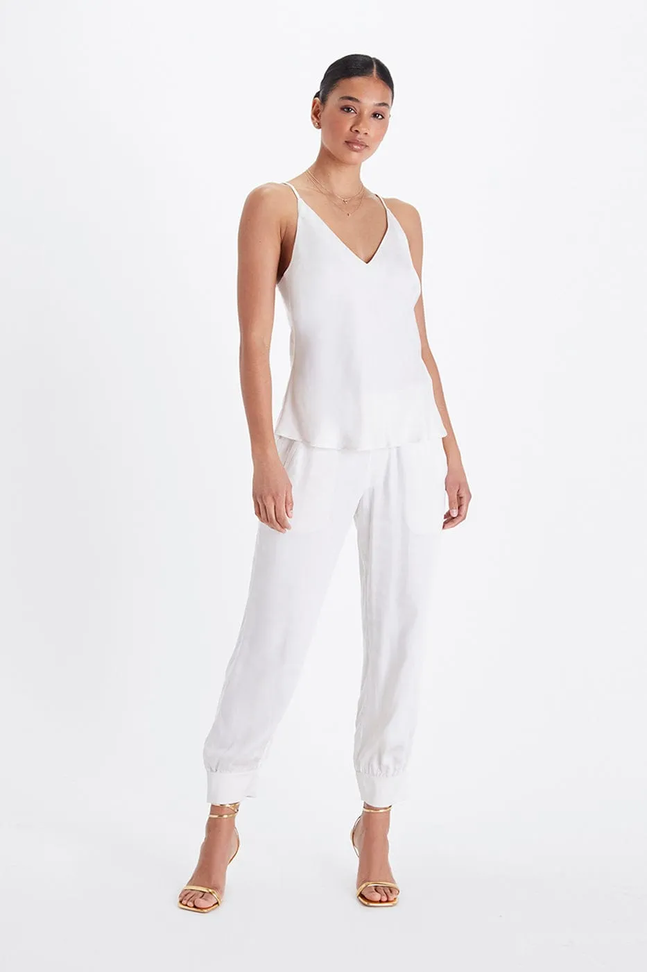 Bias Cut Lightweight TENCEL Modal Vegan Silk Camisole | Snow White