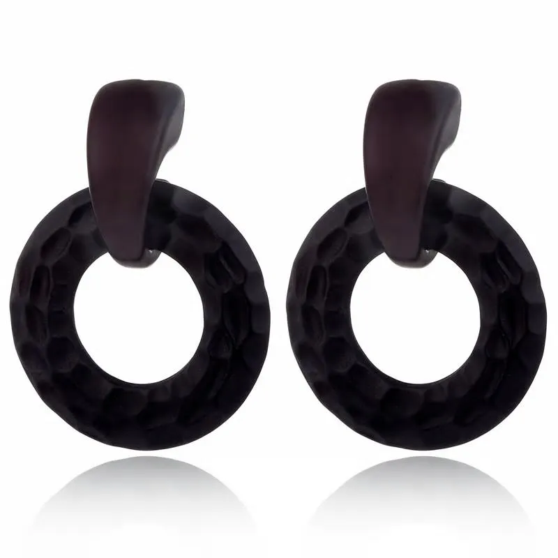 Big Black Chunky Textured Acrylic Earrings