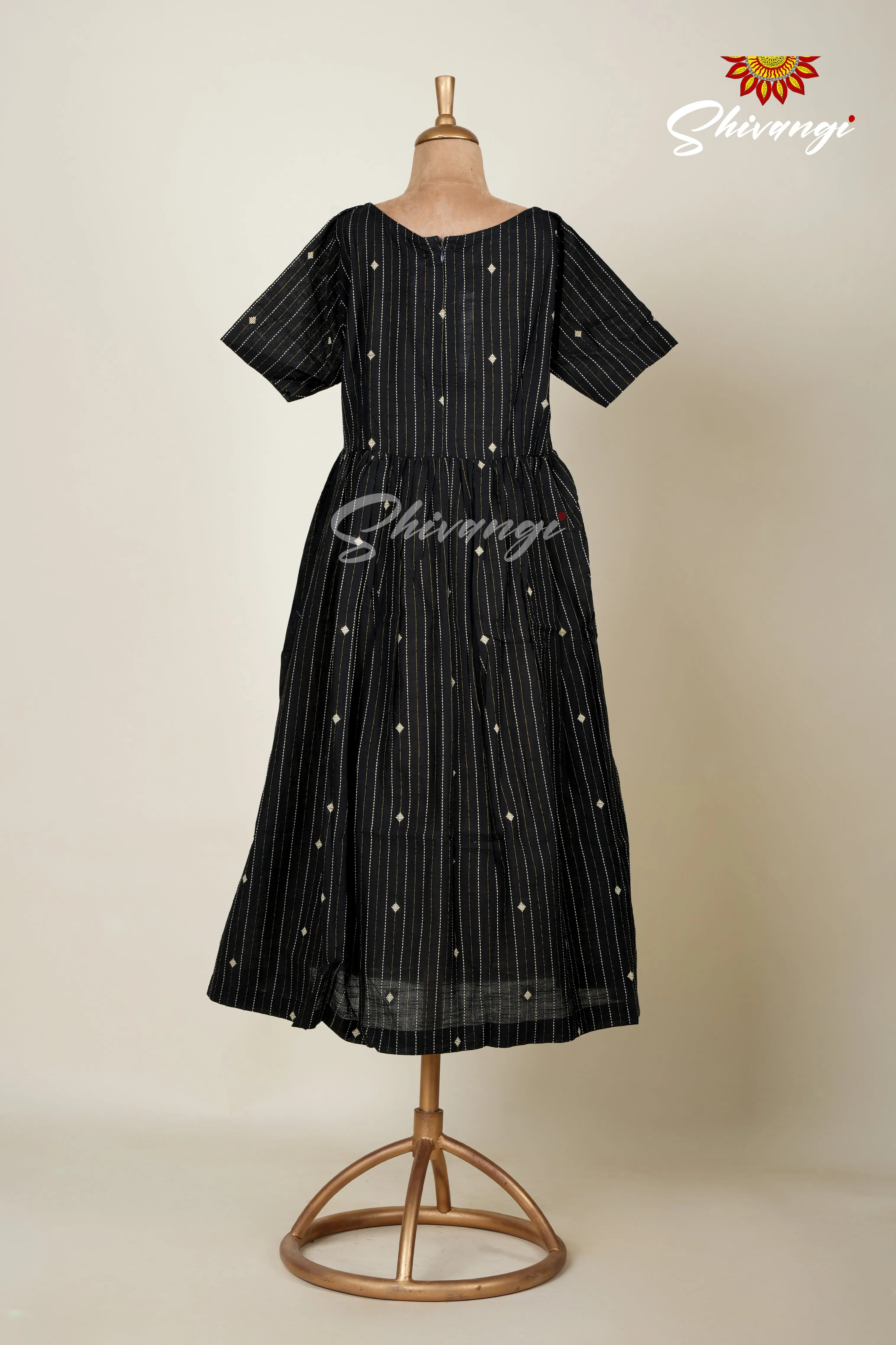 Black Cotton Diamond Long Frock -Summer Collection !!!