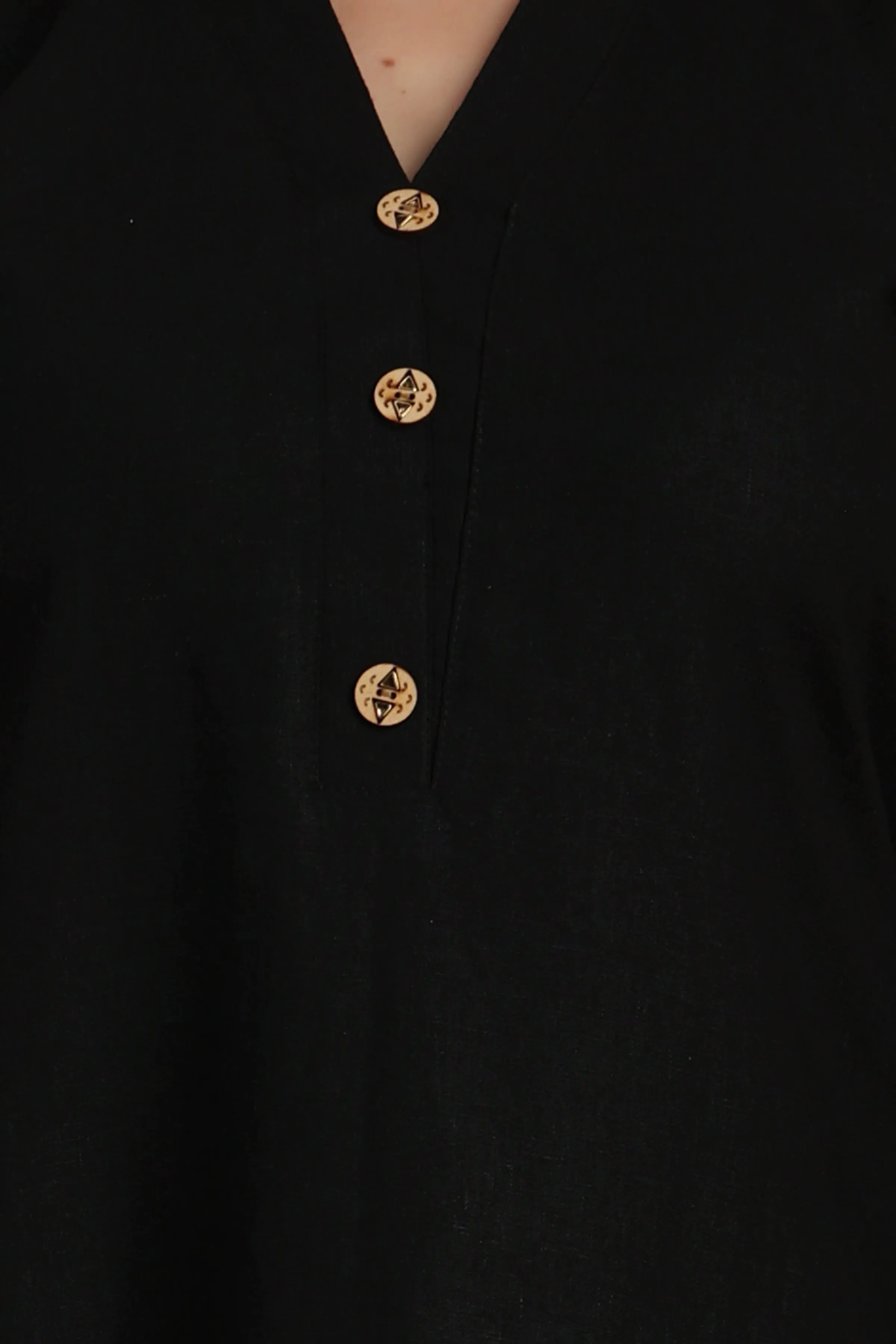 Black Stone Cotton Linen Kurta