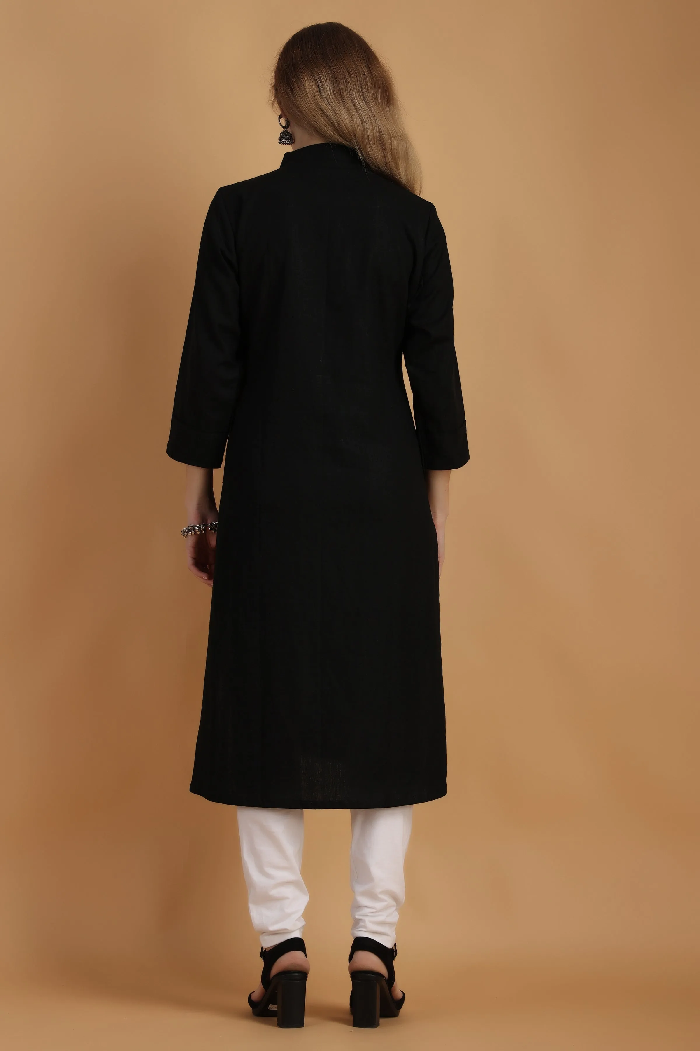 Black Stone Cotton Linen Kurta