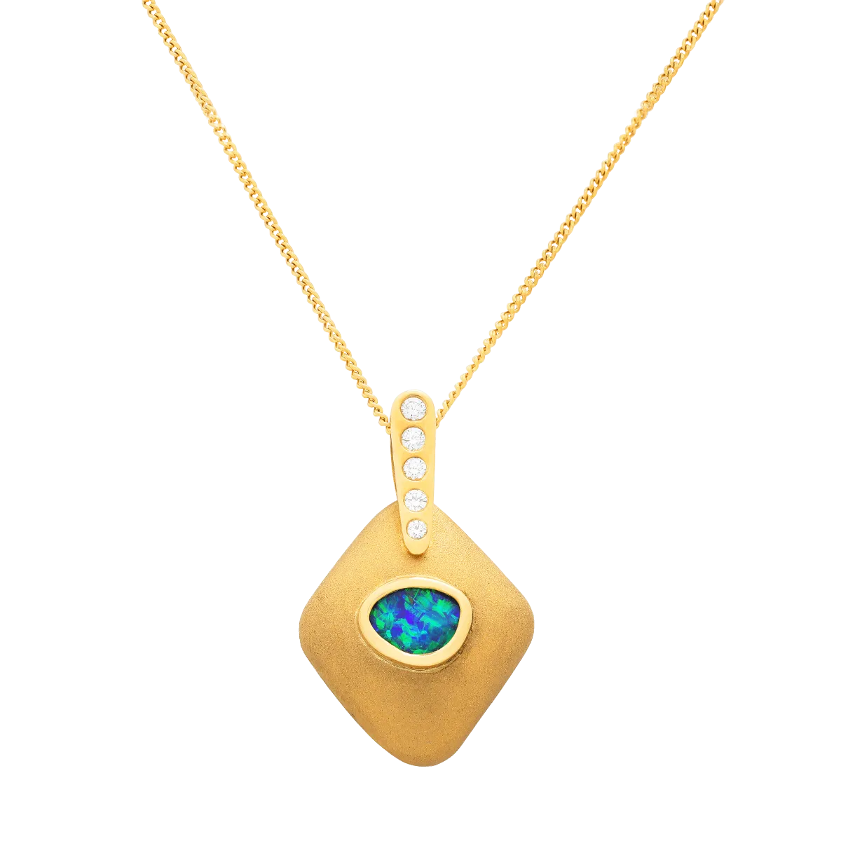 Blue Green Boulder Opal Necklace