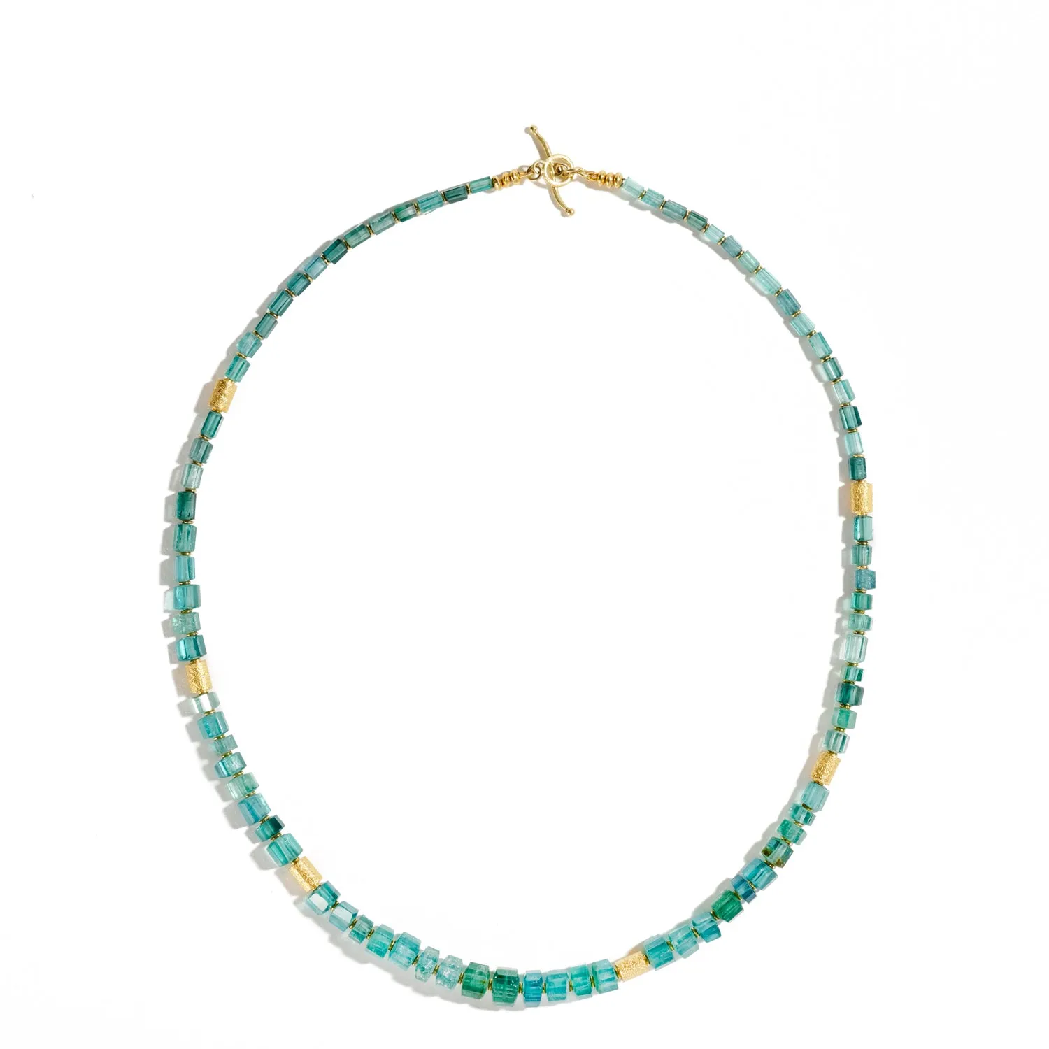 Blue Green Tourmaline Bead Necklace