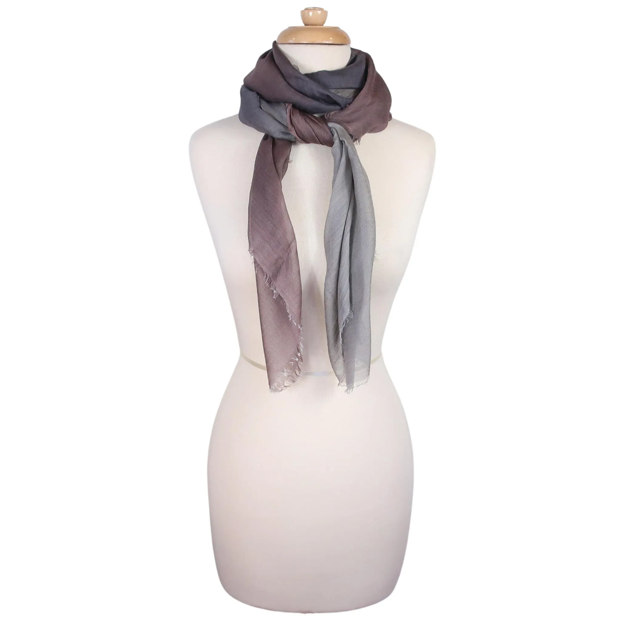 Blue Pacific Dream Cashmere and Silk Scarf in Desert Taupe 47 x 37