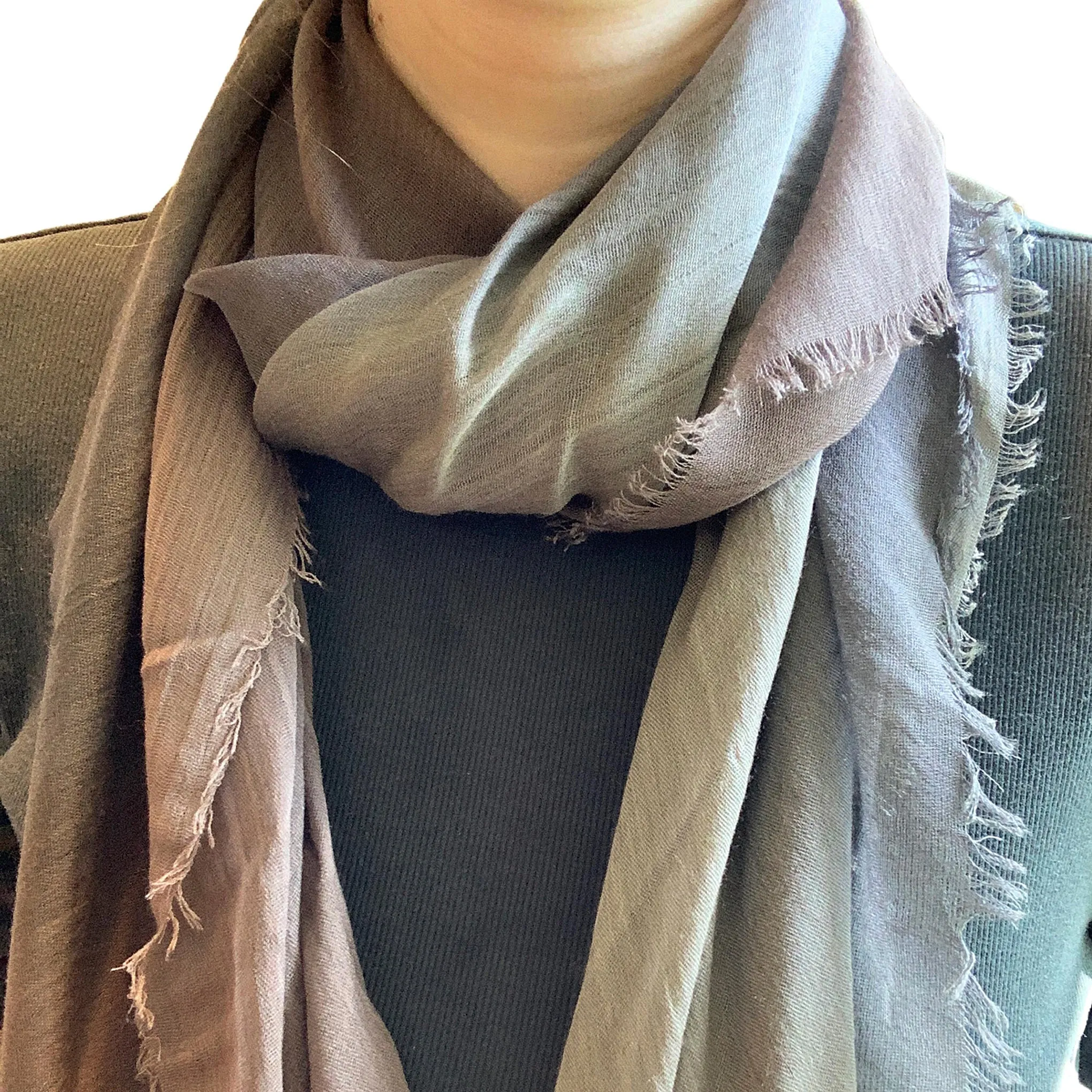 Blue Pacific Dream Cashmere and Silk Scarf in Desert Taupe 47 x 37