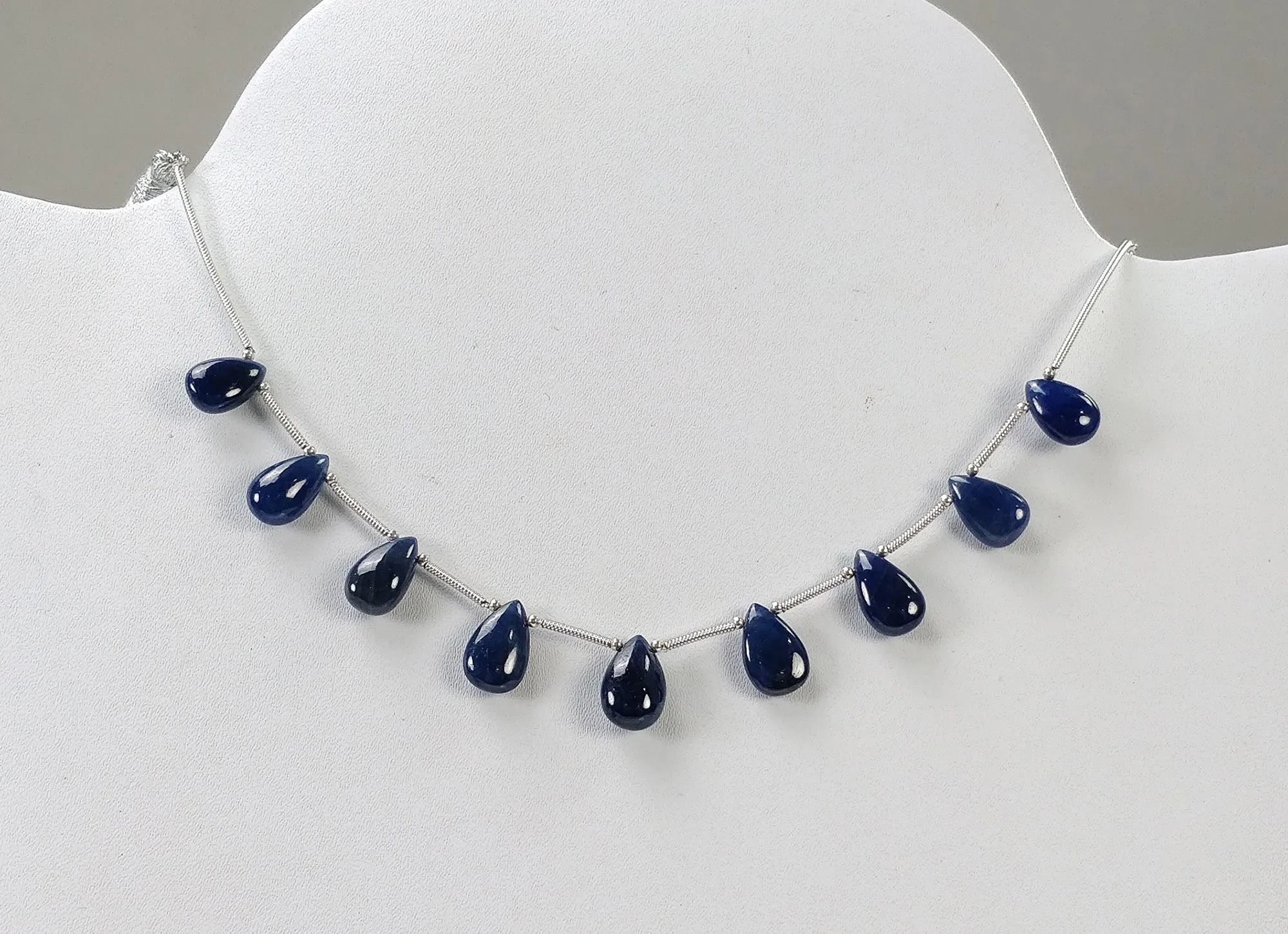 BLUE SAPPHIRE Gemstone Loose Beads : 41.55cts Natural Untreated Sapphire Plain Almond Beads 11*7.5mm - 12.5*8.5mm