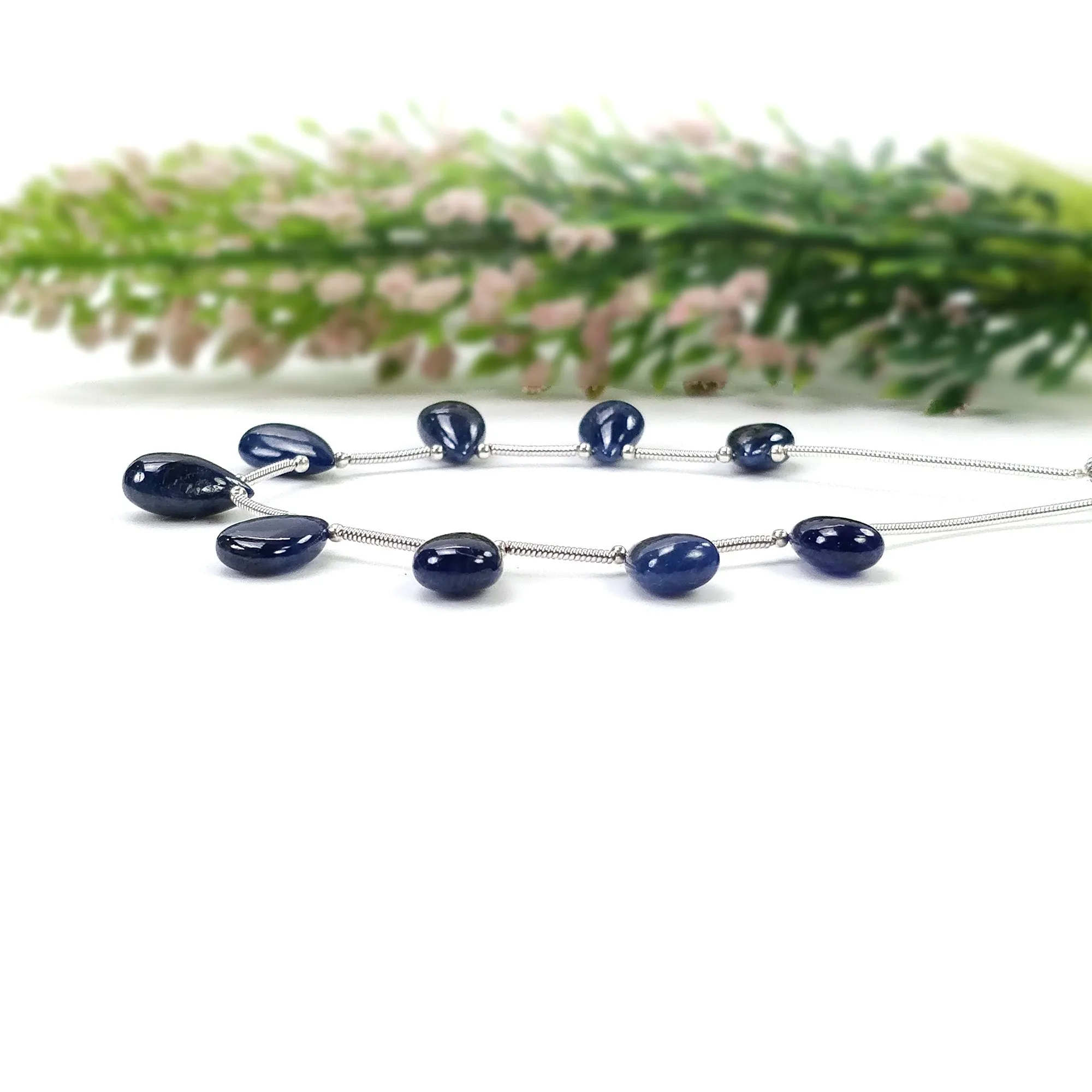 BLUE SAPPHIRE Gemstone Loose Beads : 41.55cts Natural Untreated Sapphire Plain Almond Beads 11*7.5mm - 12.5*8.5mm