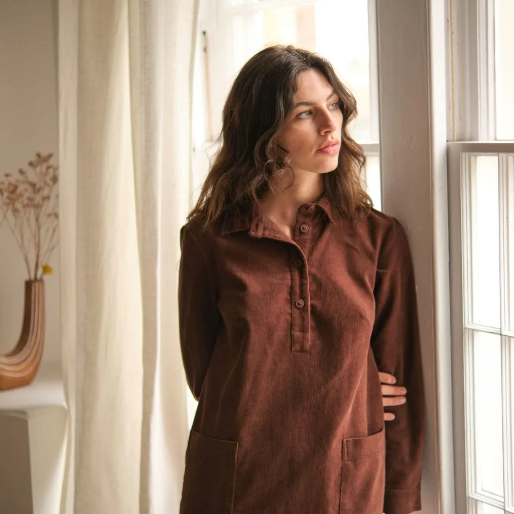 Bonnie Cotton Cord Shirt Dress | Cacao