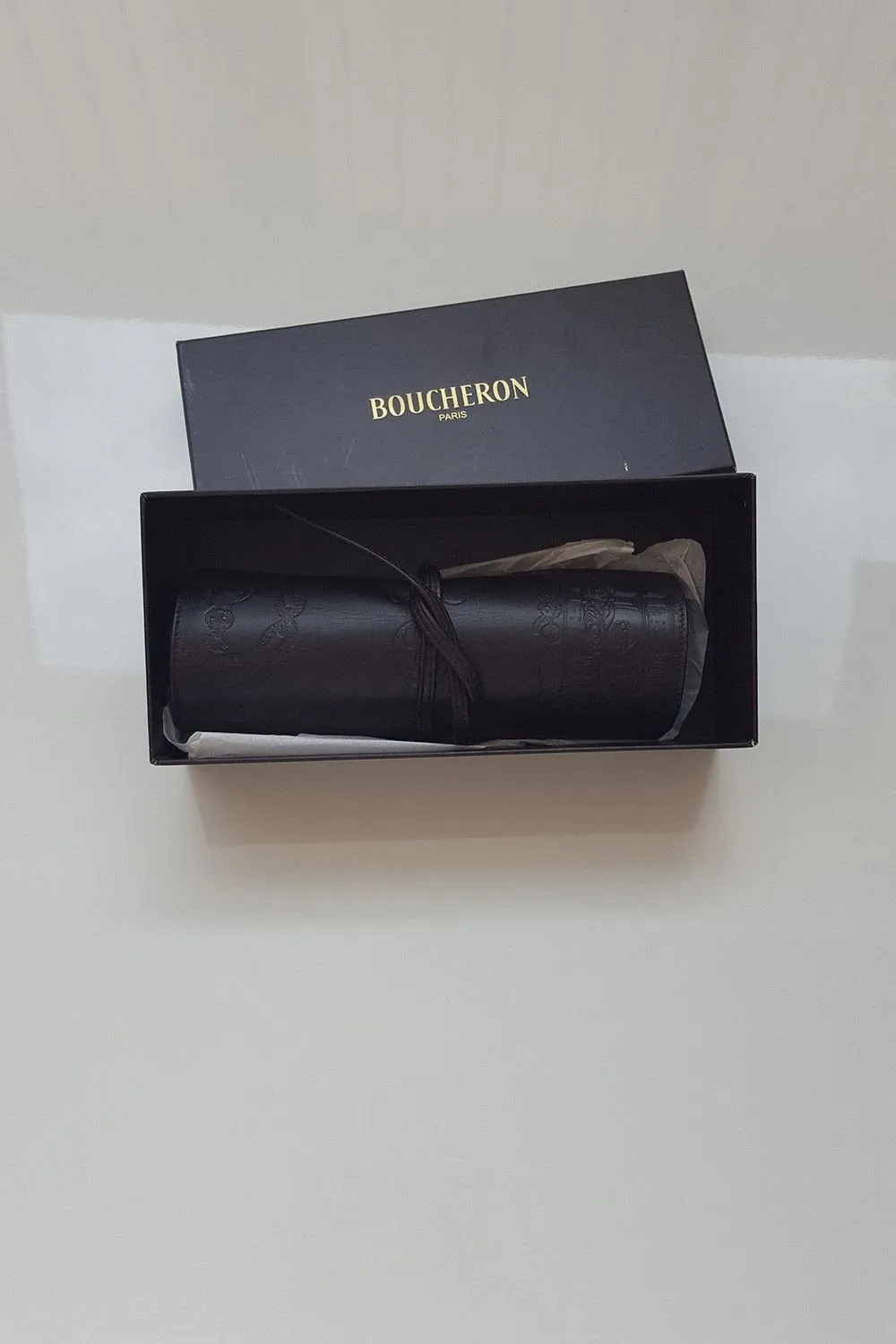 BOUCHERON Engraved Leather Jewellery Roll (S)