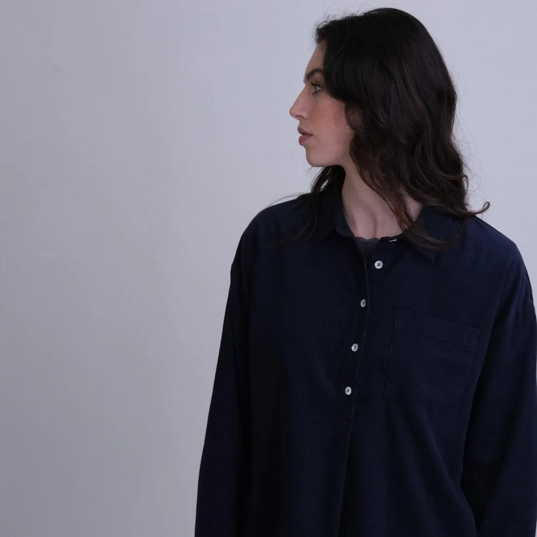 Calla Cotton Cord Shirt | Navy