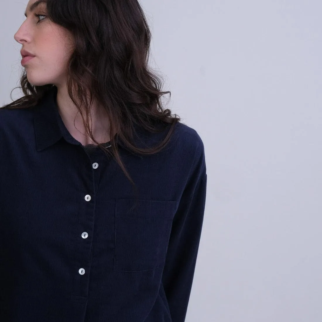 Calla Cotton Cord Shirt | Navy