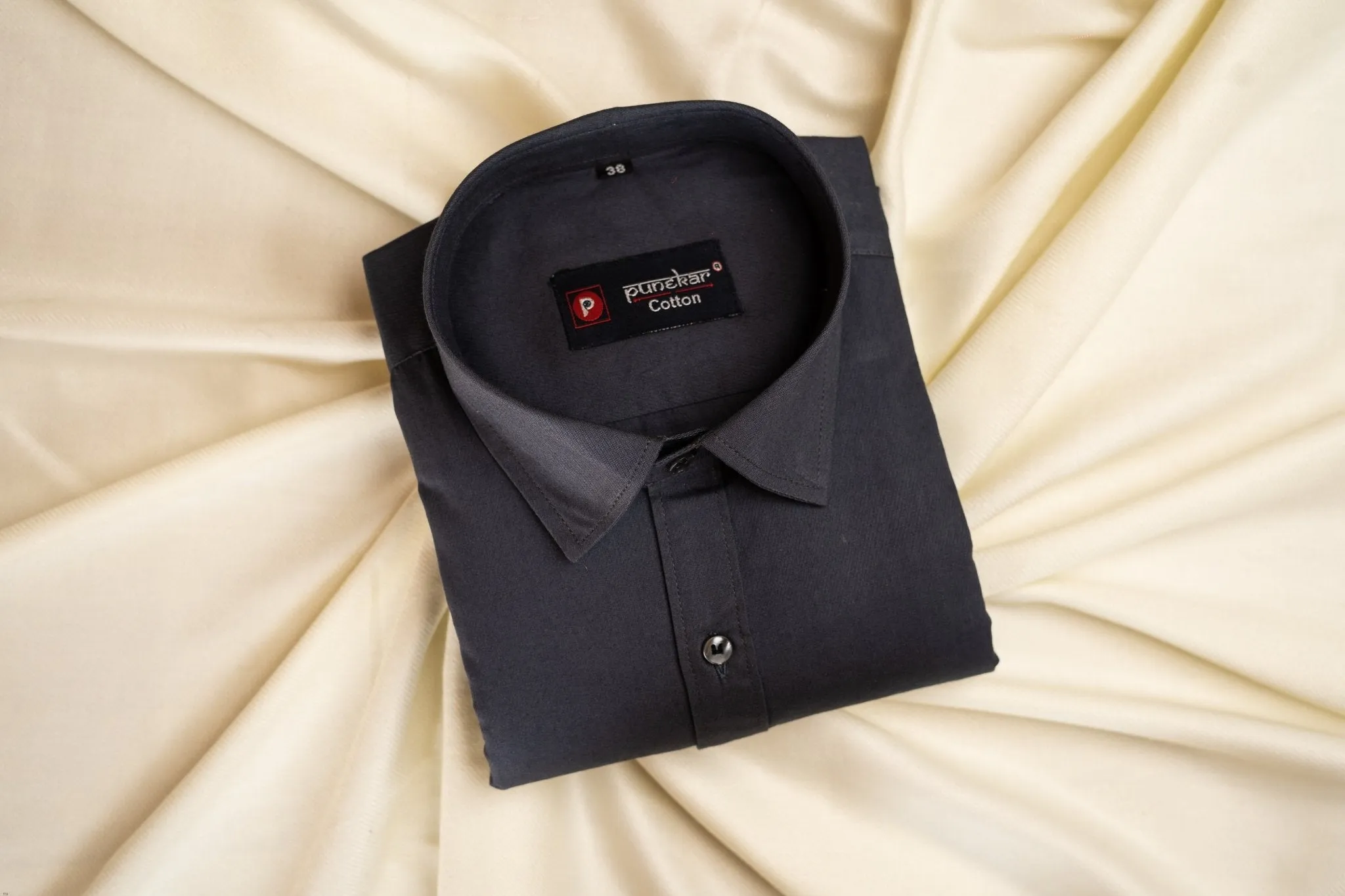 Carbon Color Satin Mecerised Cotton Shirt For Men