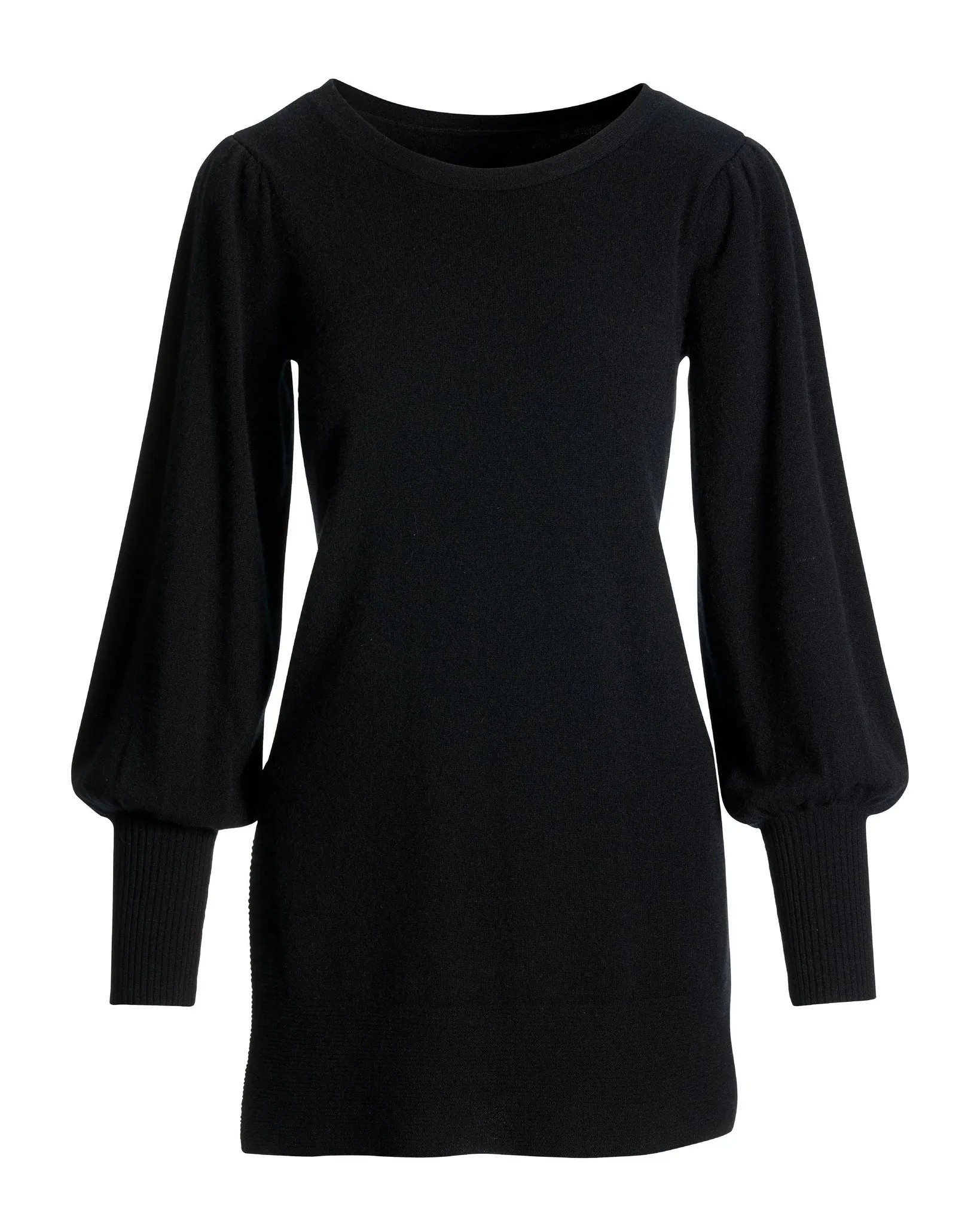 Cashmere Puff Sleeve Sweater Tunic Black