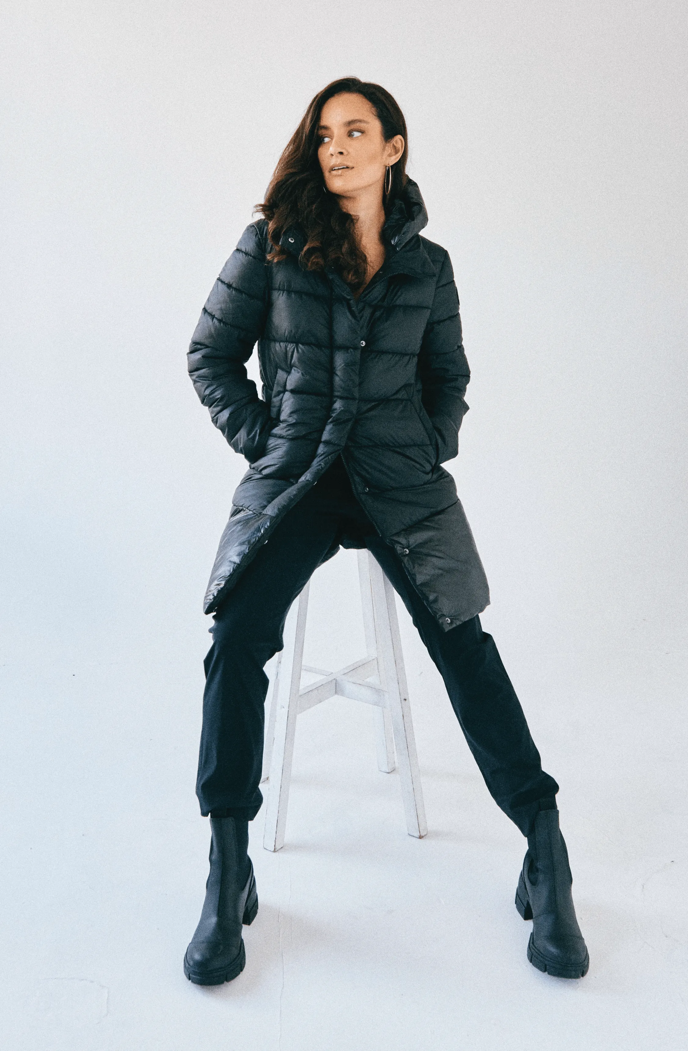 Chepstow Recycled Vegan Long Puffer Jacket | Black