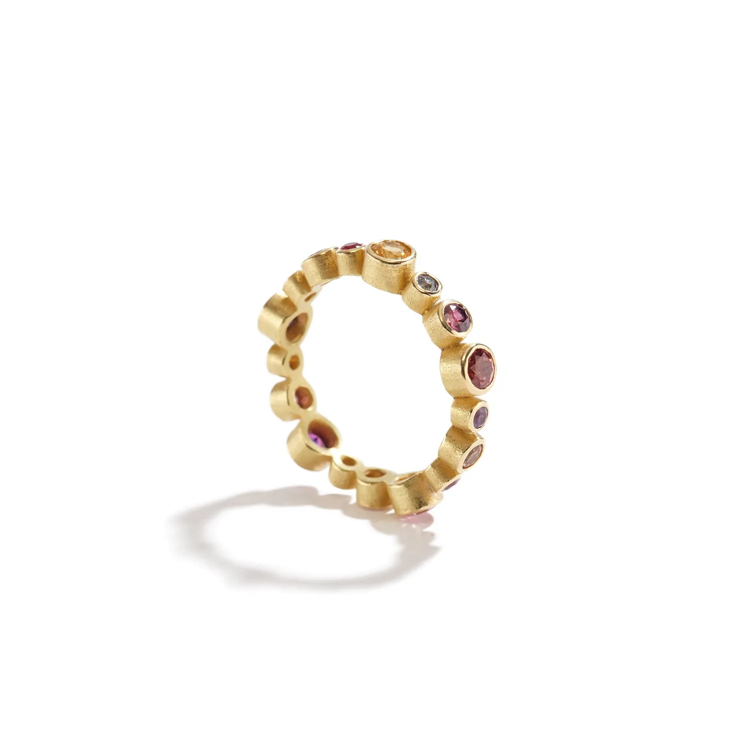 Circle Ring With Pink And Purple Stones