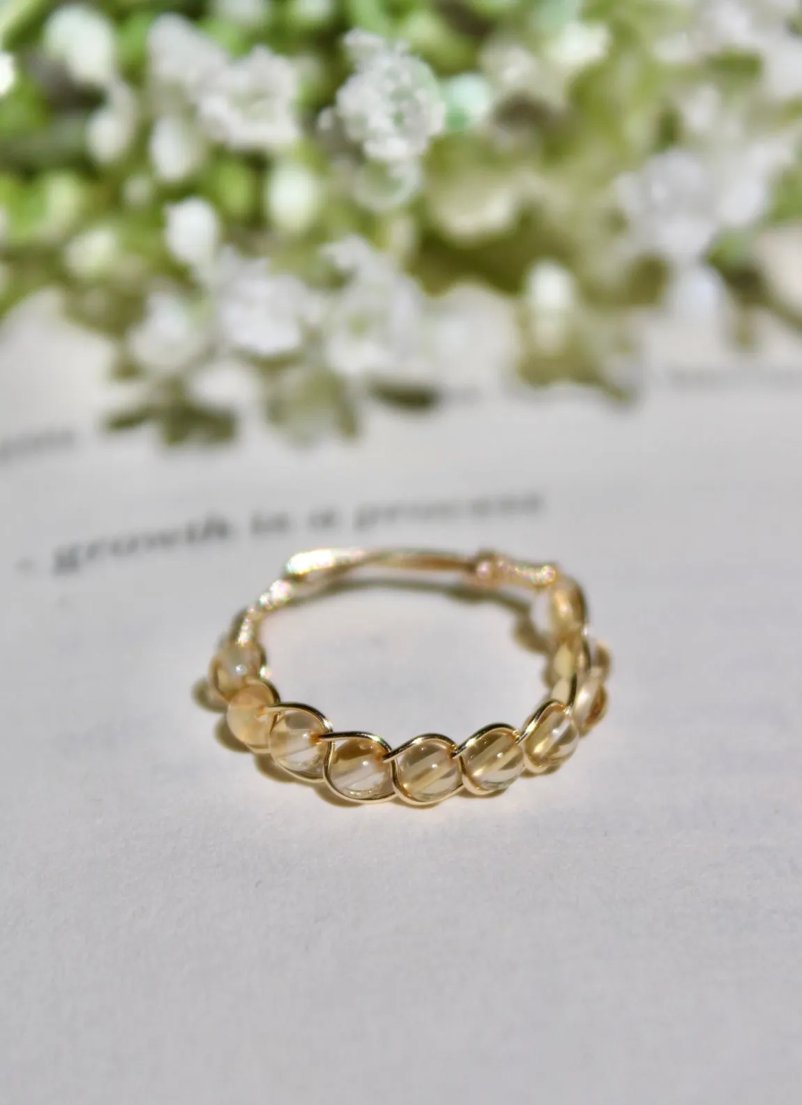 Citrine Braided Wire Ring