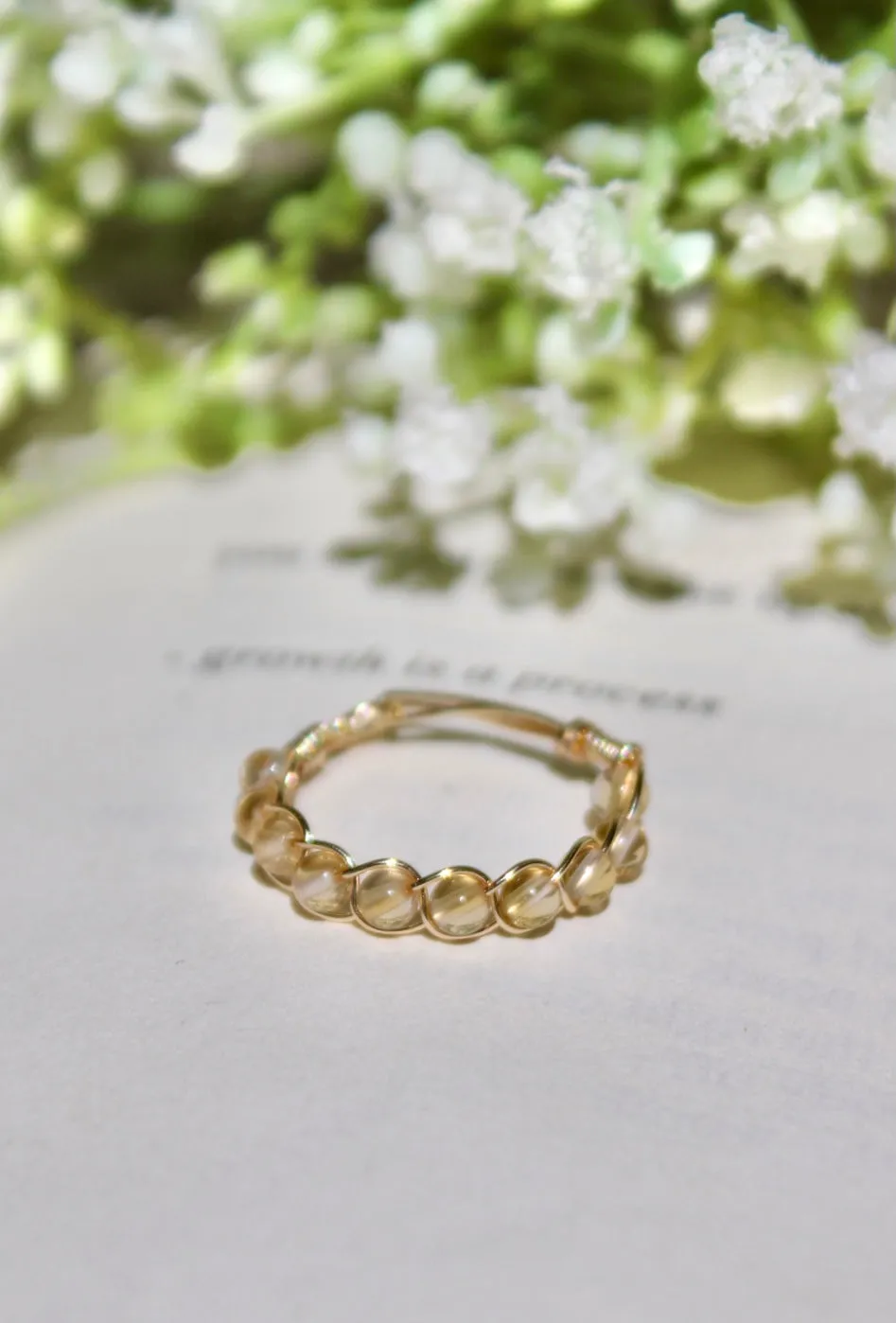 Citrine Braided Wire Ring