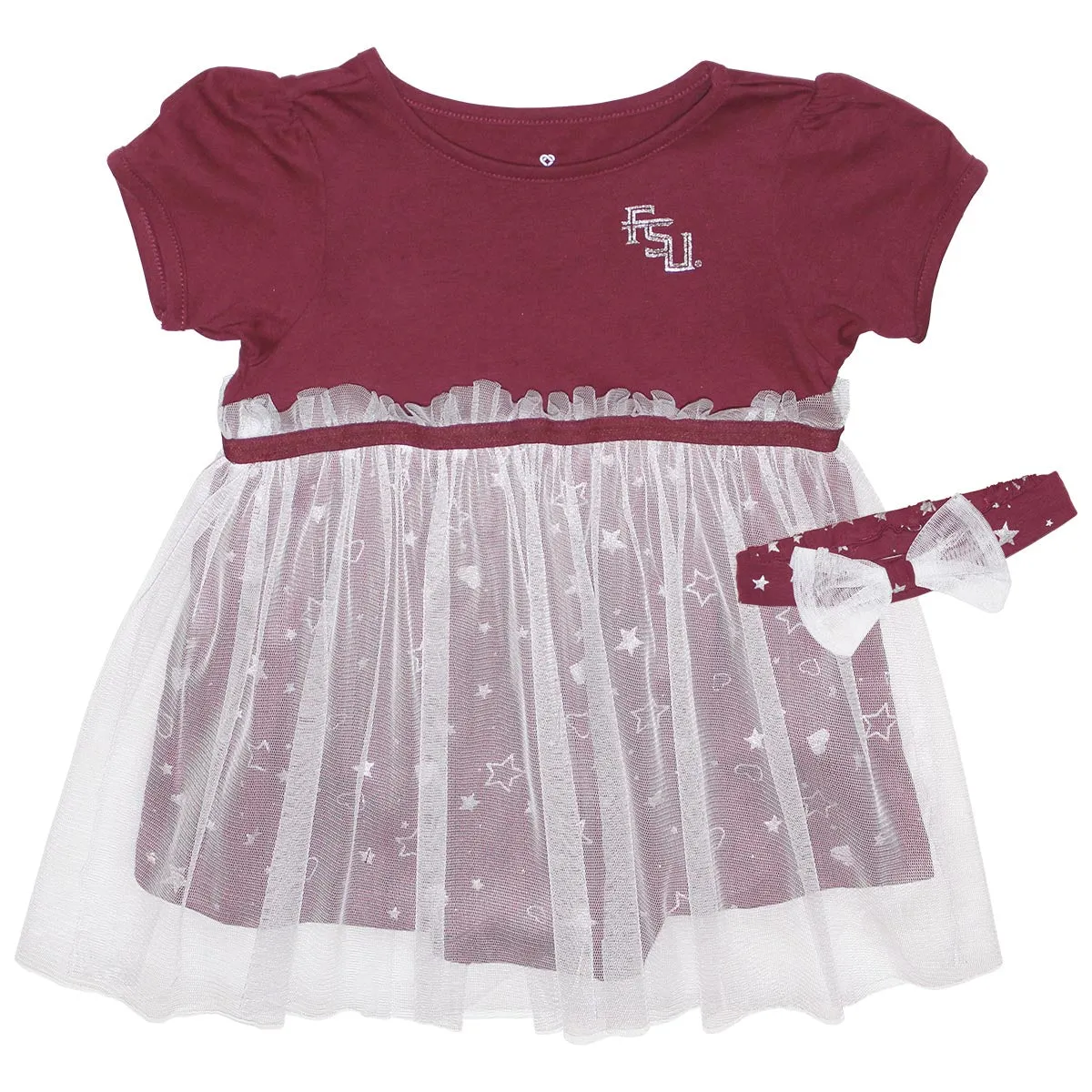 Colosseum Infant Girl's Stacked FSU Star Dress - Garnet/White