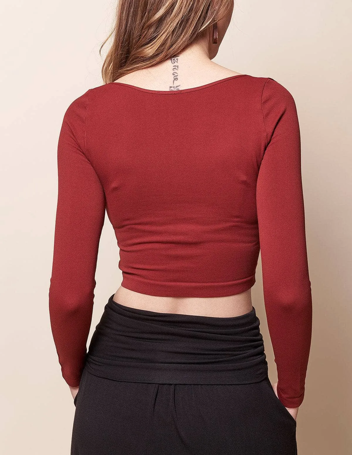 Control Fit Surplice Crop Top - As-Is-Clearance