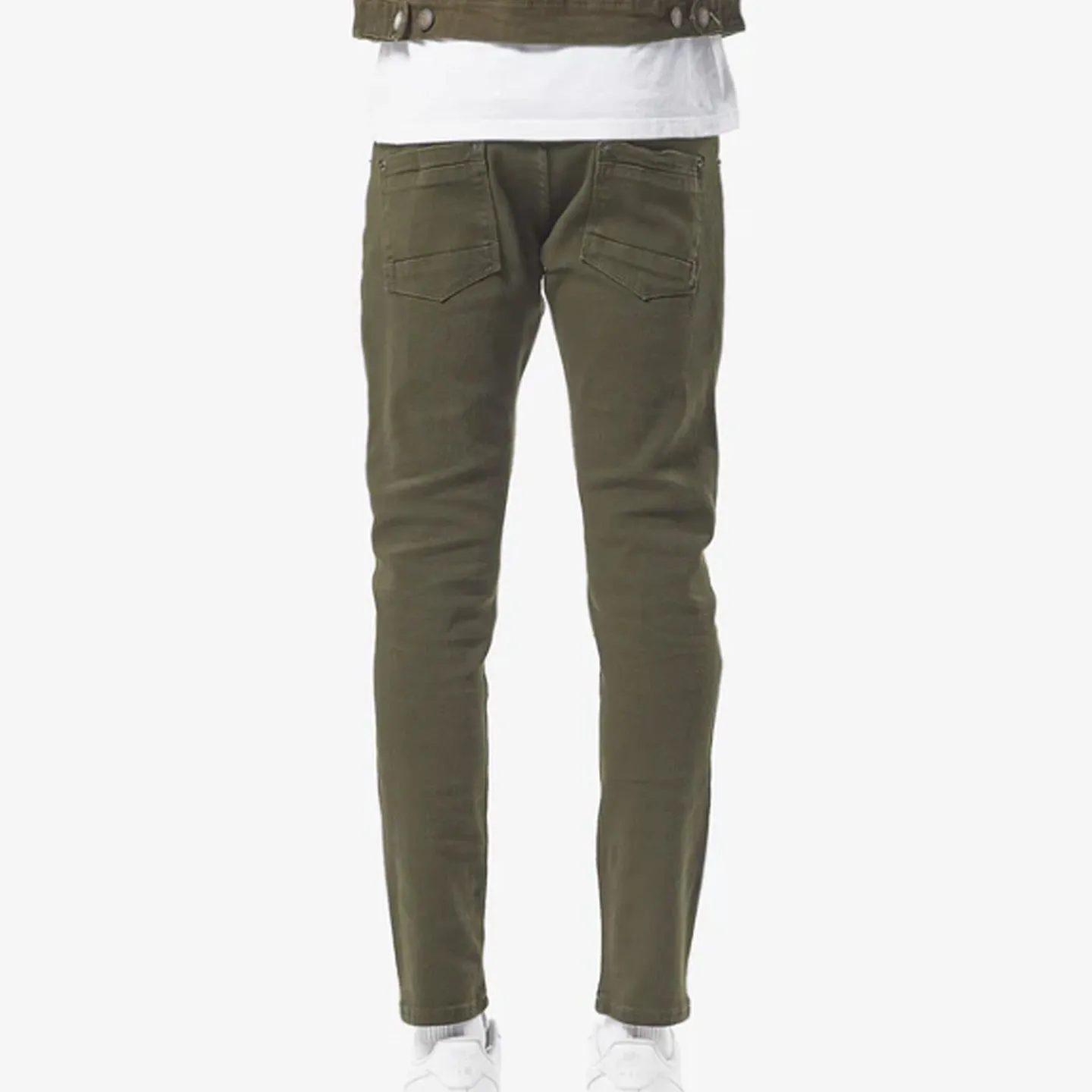 Copper Rivet Ripped Slim Jean (Olive)