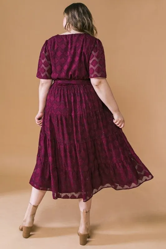 Curvy Burgundy Textured Dress