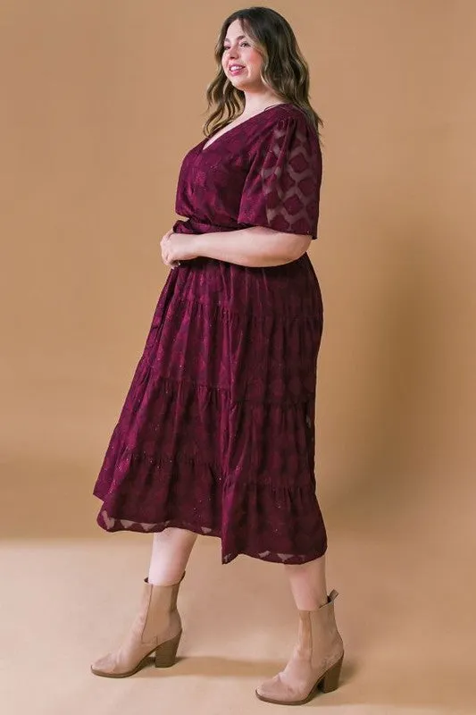 Curvy Burgundy Textured Dress