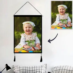 Custom Baby Photo Tapestry - Wall Decor Hanging Fabric Painting Hanger Frame Poster