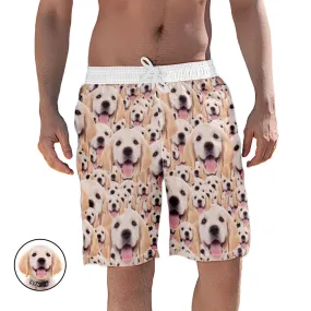 Custom Cute Face Dog Photo Man's Swim Trunk