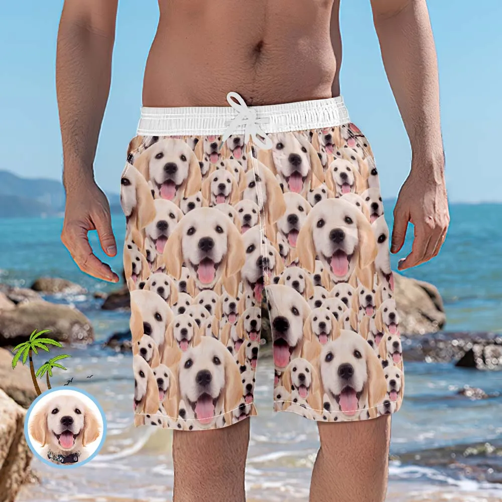 Custom Cute Face Dog Photo Man's Swim Trunk