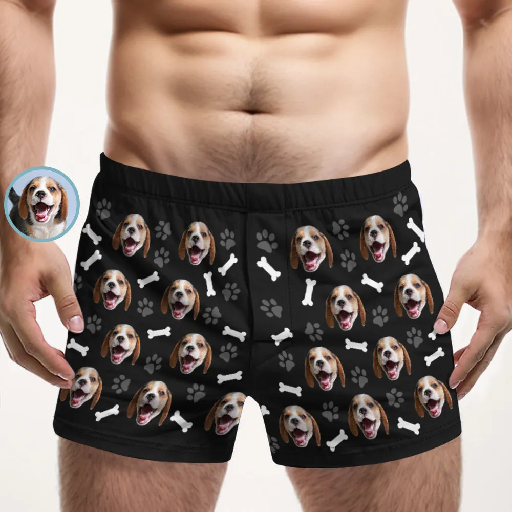 Custom Dog Face Multicolor Boxer Shorts Personalized Casual Underwear Gift for Him