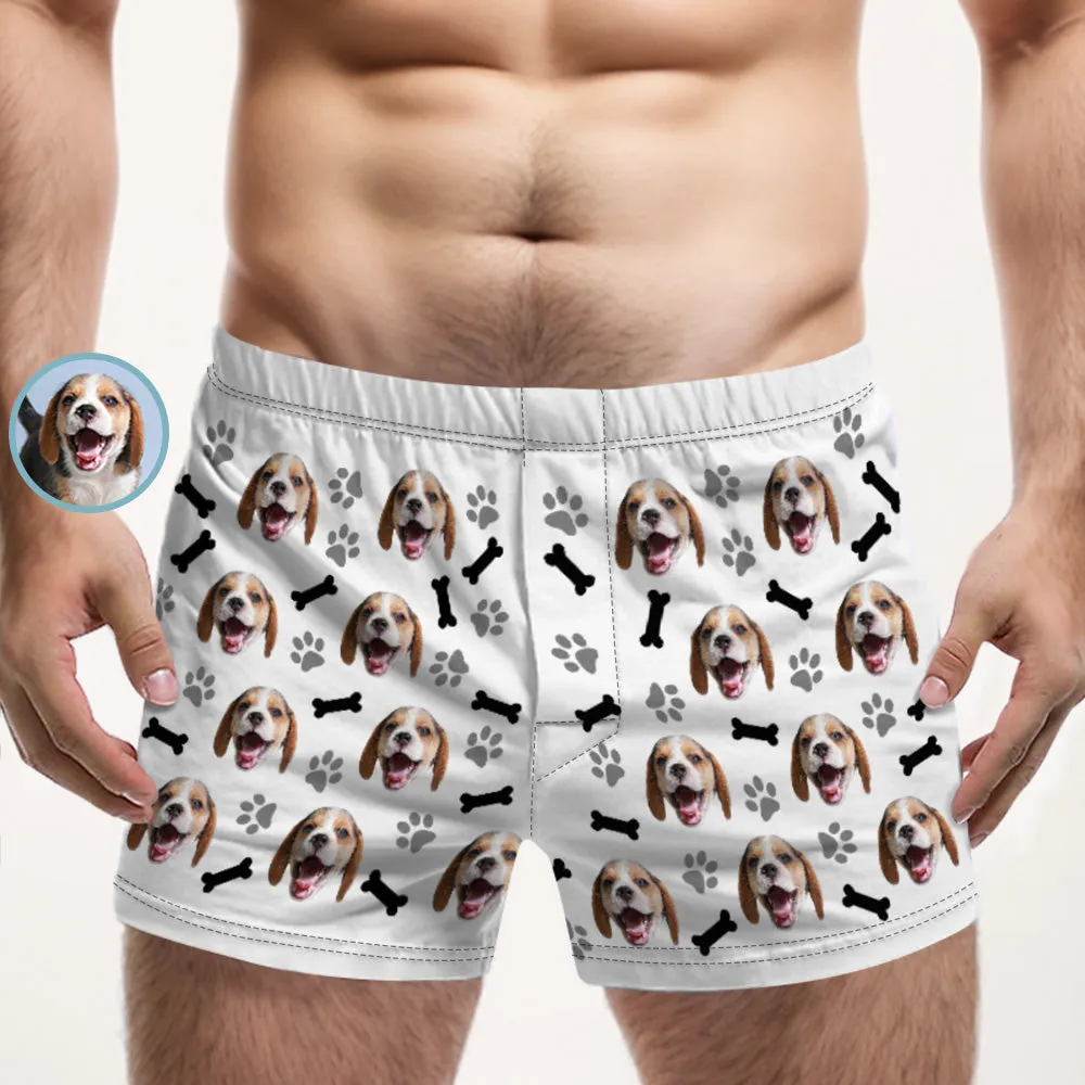 Custom Dog Face Multicolor Boxer Shorts Personalized Casual Underwear Gift for Him