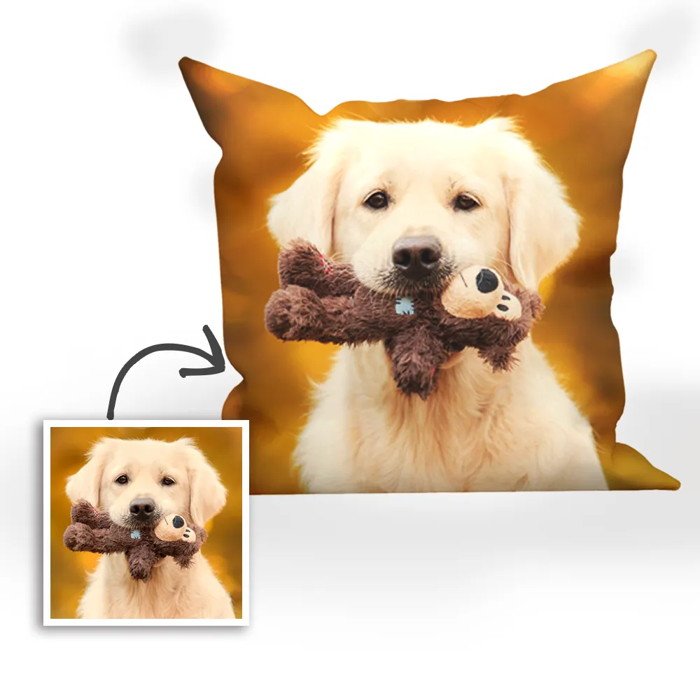 Custom Dog Photo Throw Pillow