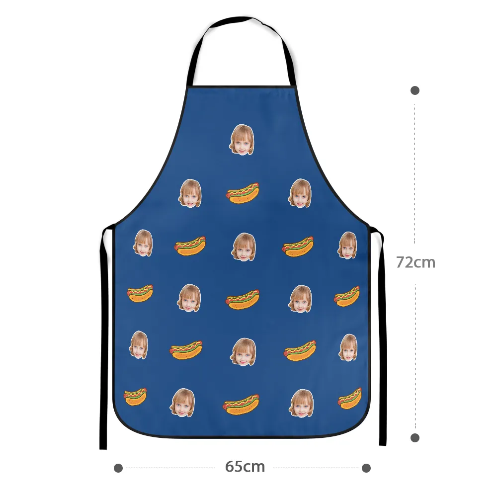 Custom Face Apron Cartoom Photo Apron - Hot Dog