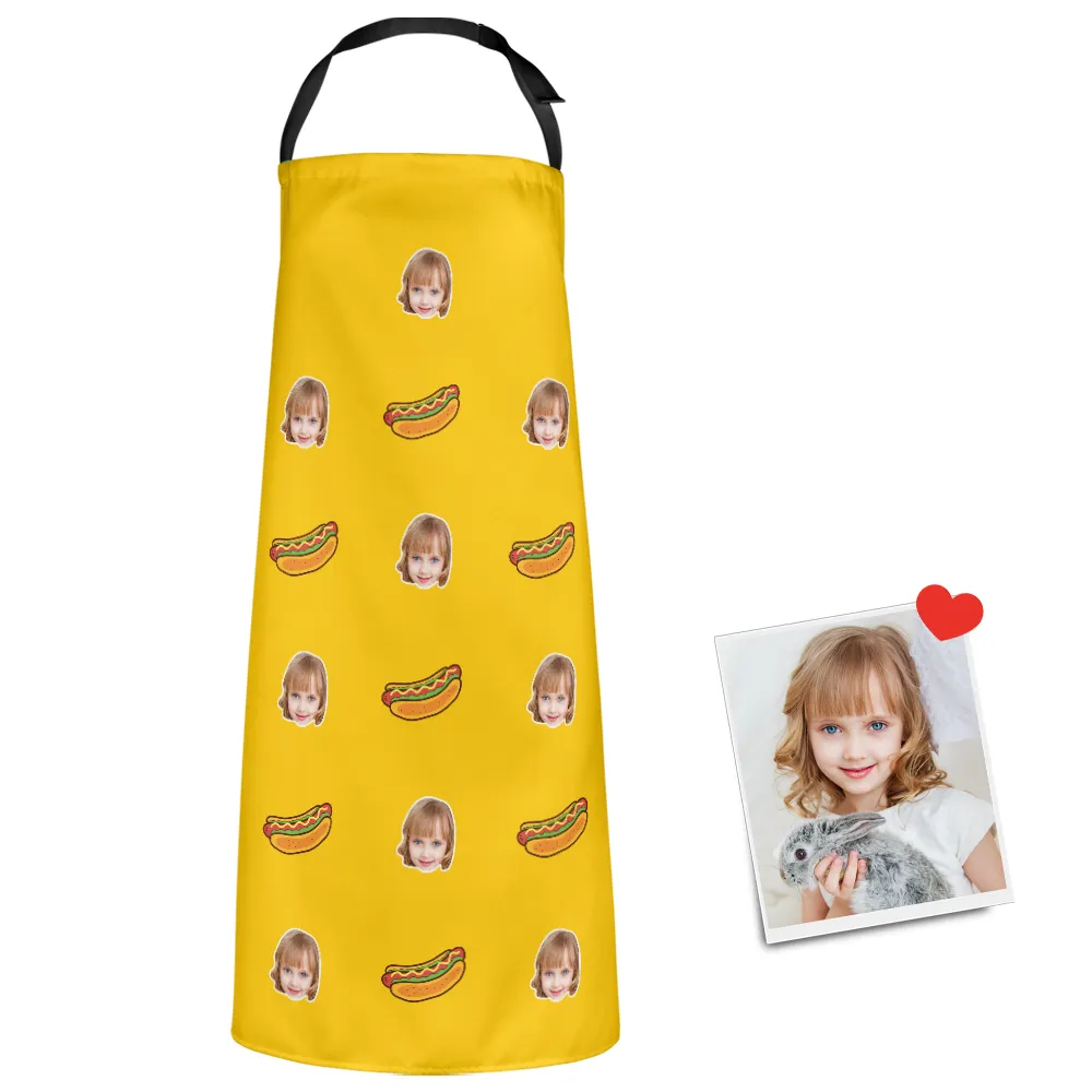 Custom Face Apron Cartoom Photo Apron - Hot Dog