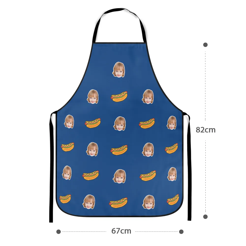 Custom Face Apron Cartoom Photo Apron - Hot Dog