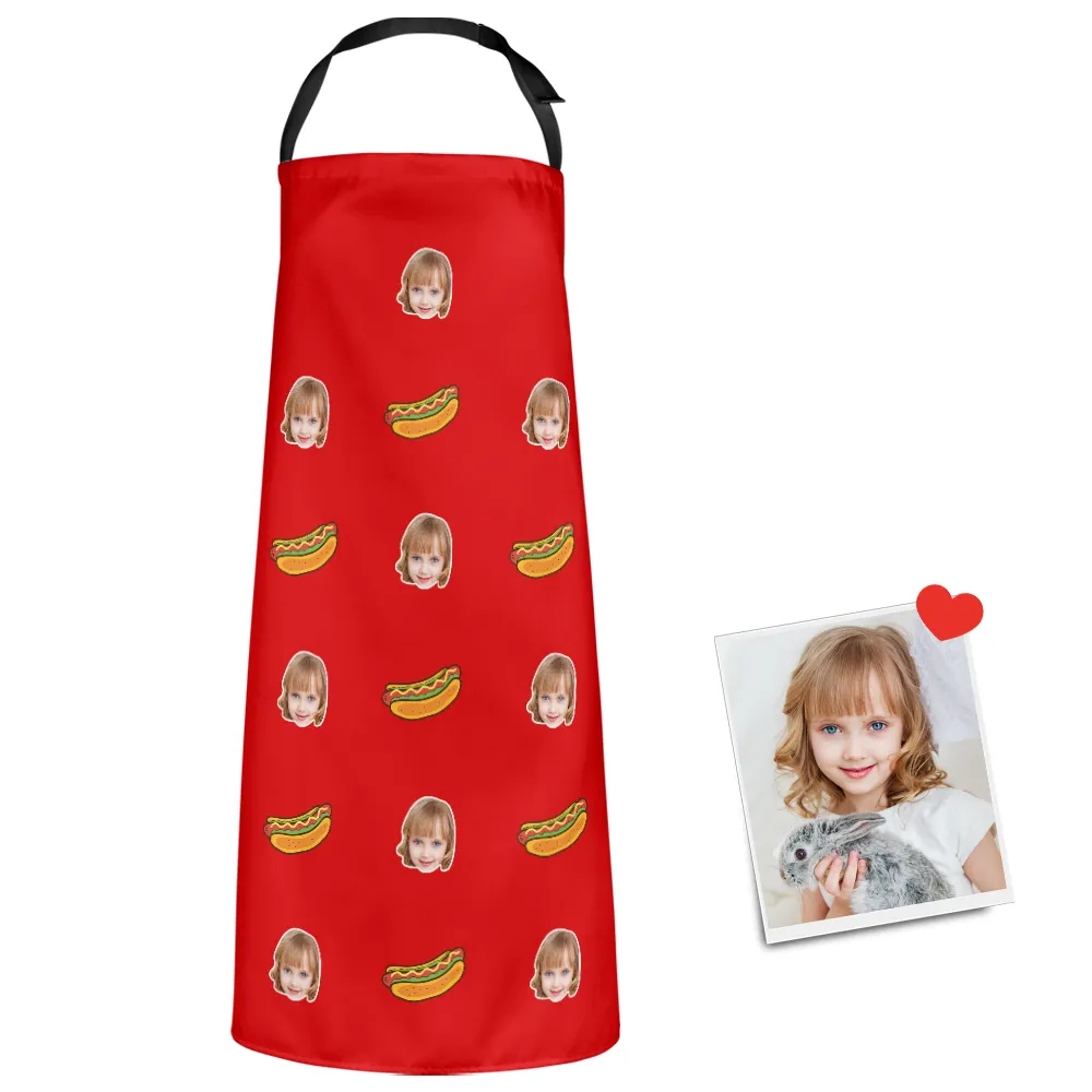 Custom Face Apron Cartoom Photo Apron - Hot Dog