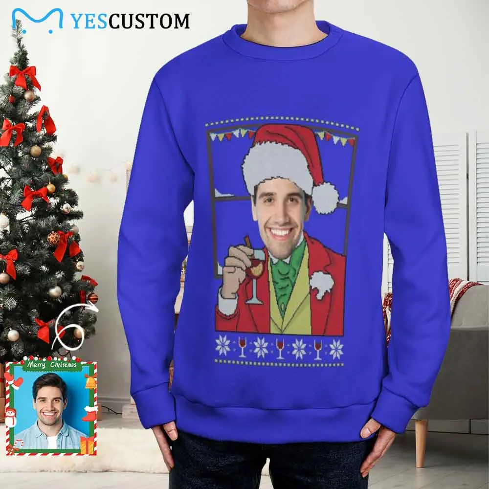 Custom Face Round Neck Sweater for Men Custom Ugly Christmas Sweater With Photo Long Sleeve Lightweight Sweater Tops