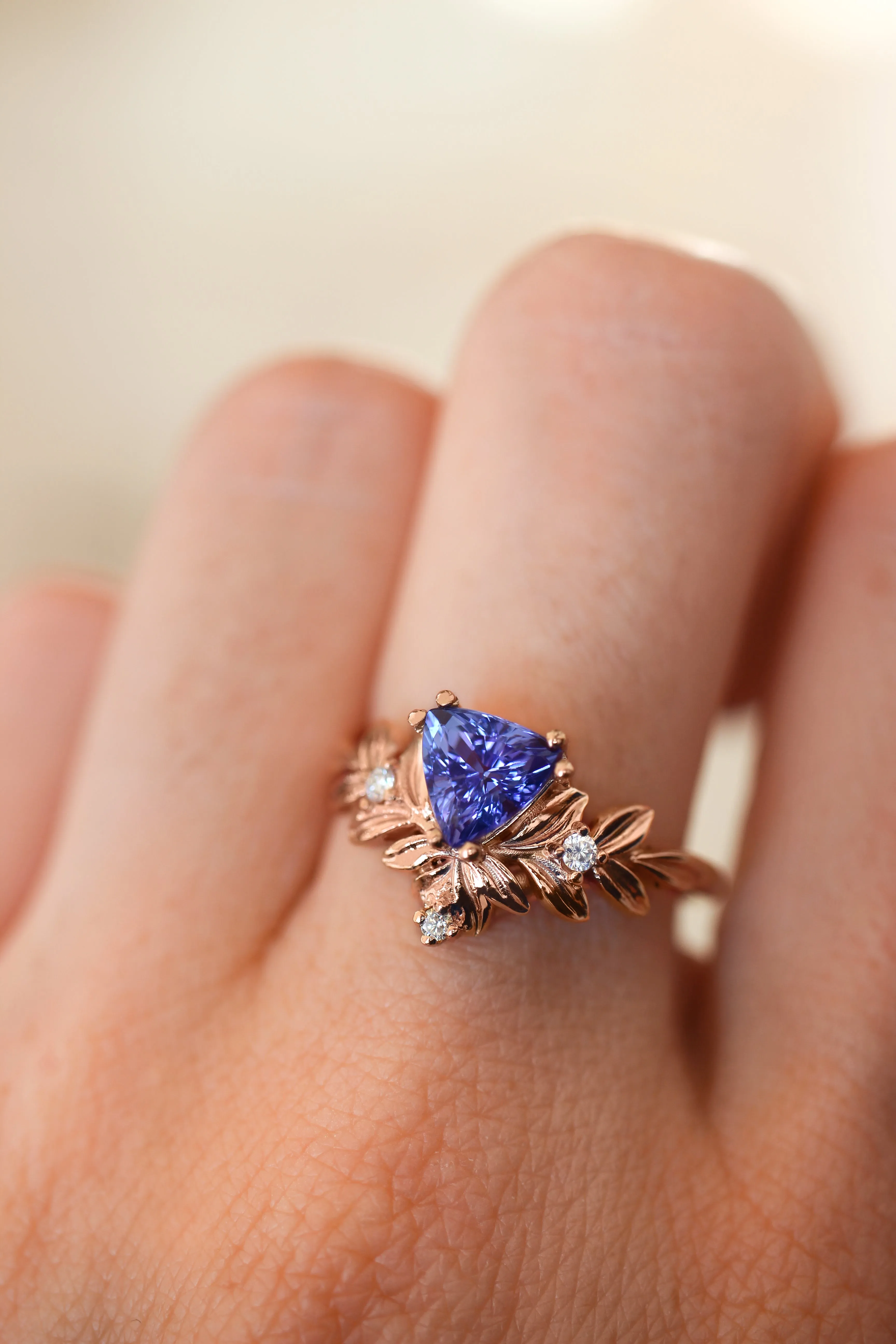 Custom order: trillion cut tanzanite ring set / Salvia