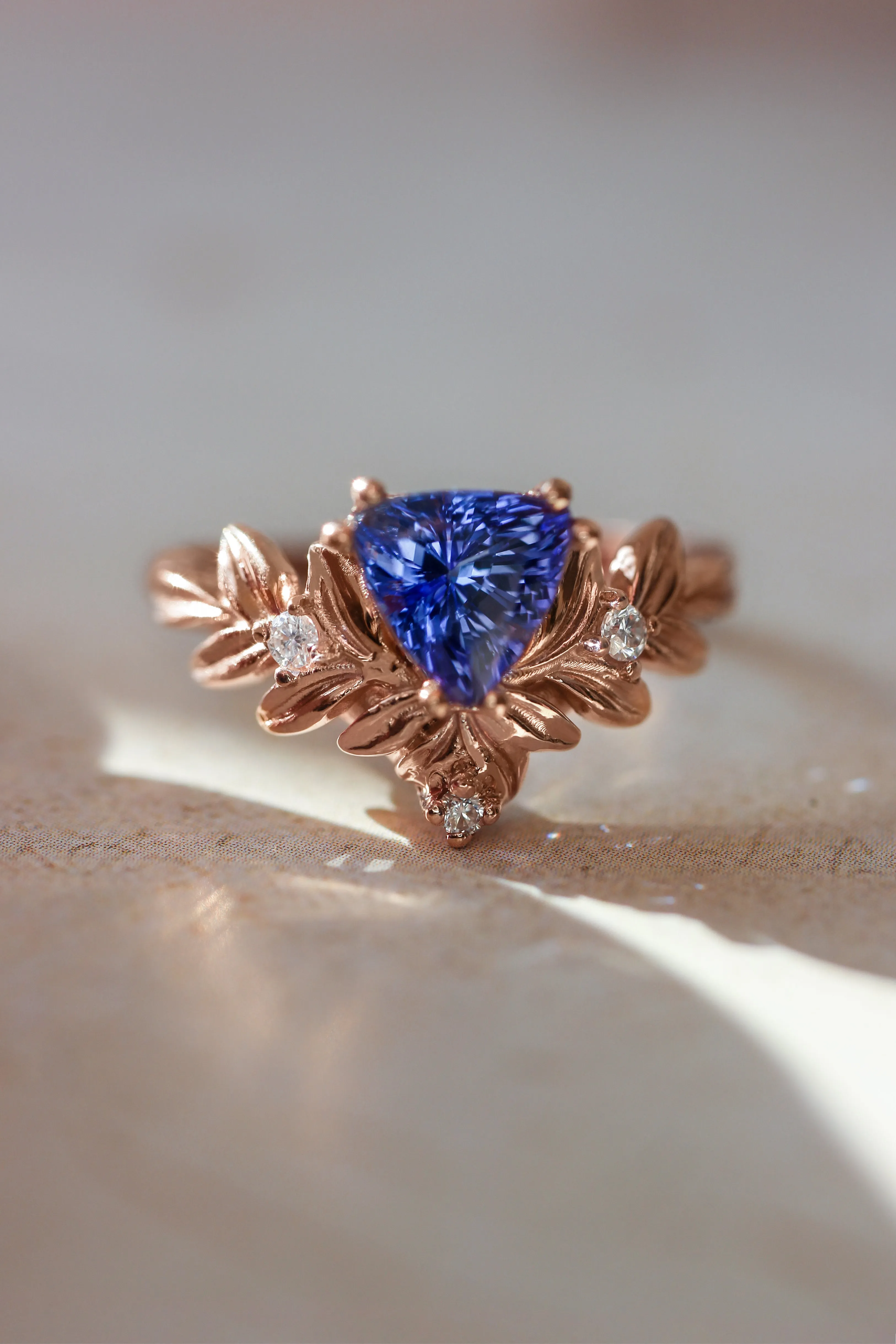 Custom order: trillion cut tanzanite ring set / Salvia