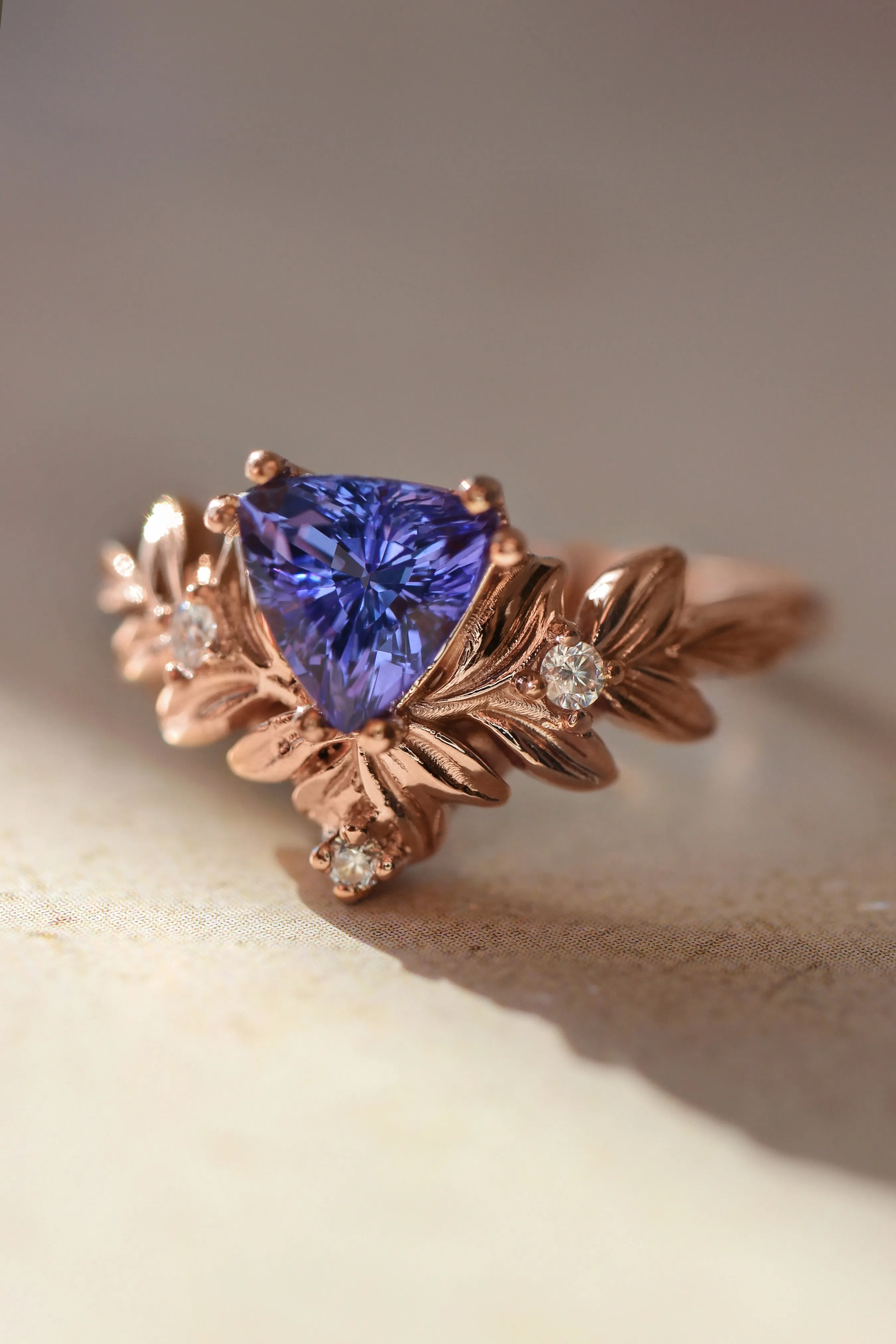 Custom order: trillion cut tanzanite ring set / Salvia