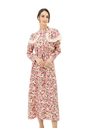 DAISY BY VOIR All Over Floral Ruffles Flap Long Dress