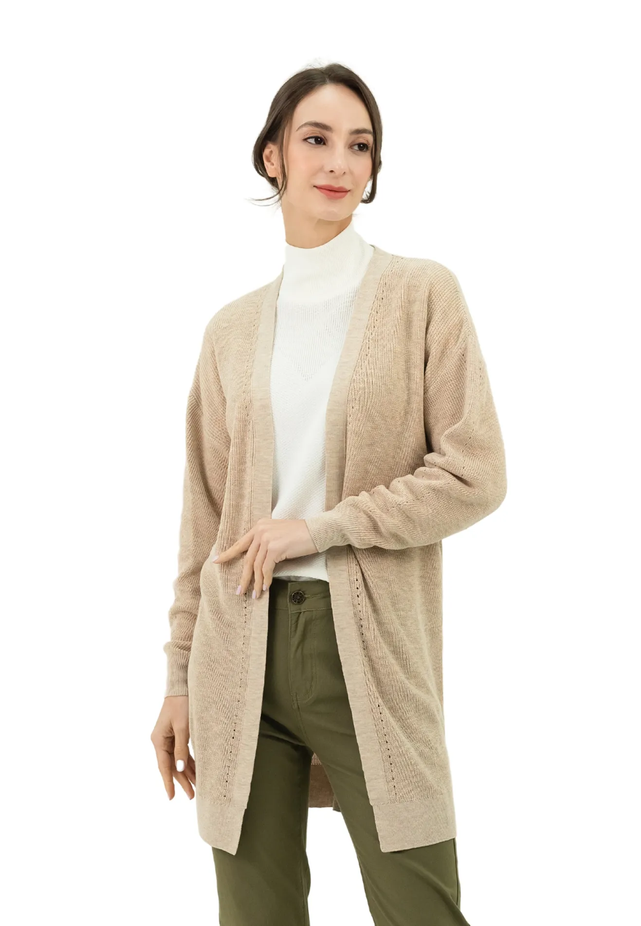 DAISY By VOIR Buttonless Open Flare Cardigan Sweater