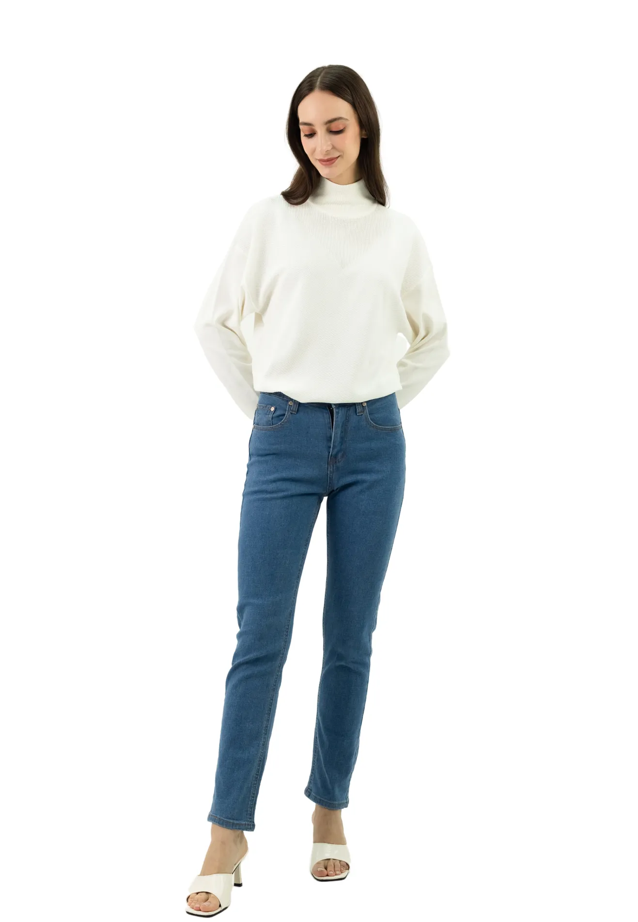 DAISY By VOIR High Rise Zipper Straight Cut Jeans