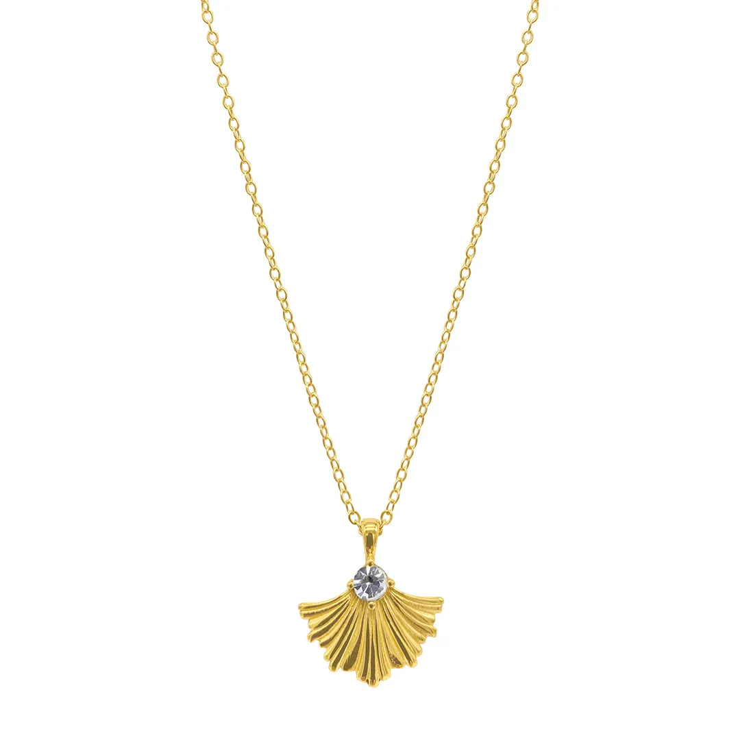 Deco Crystal Leaf Necklace gold