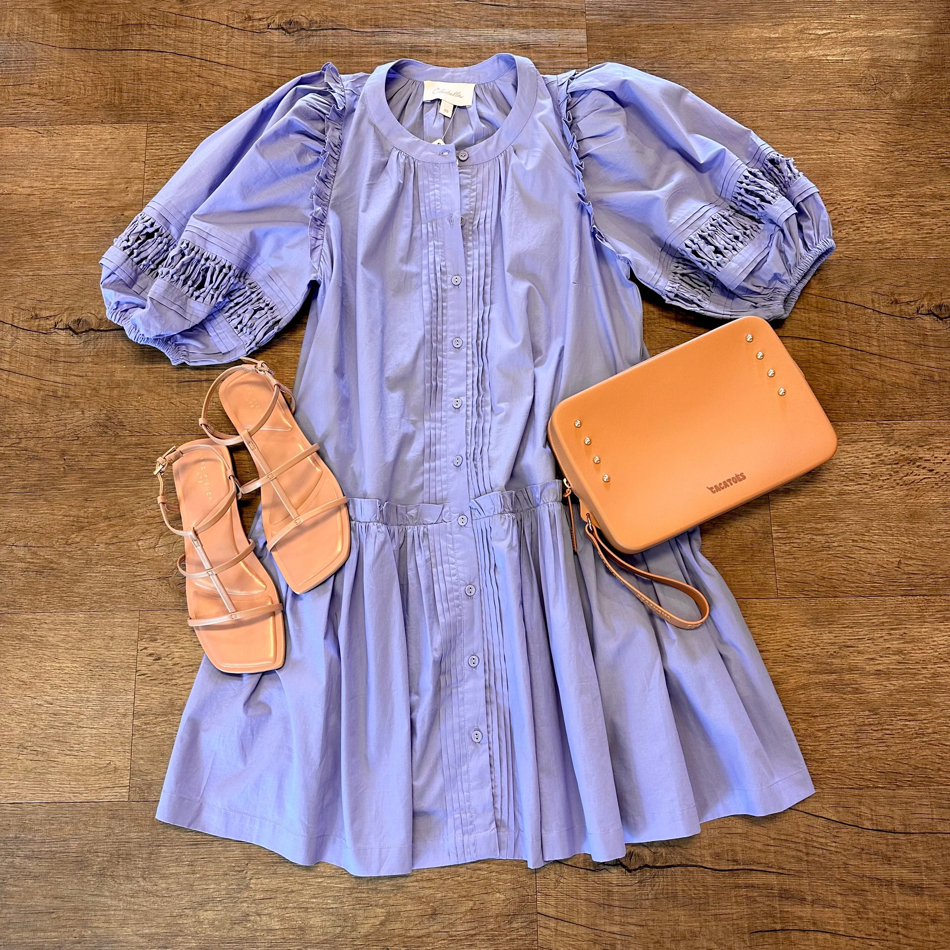 Dolly Mini Dress in periwinkle by Cleobella