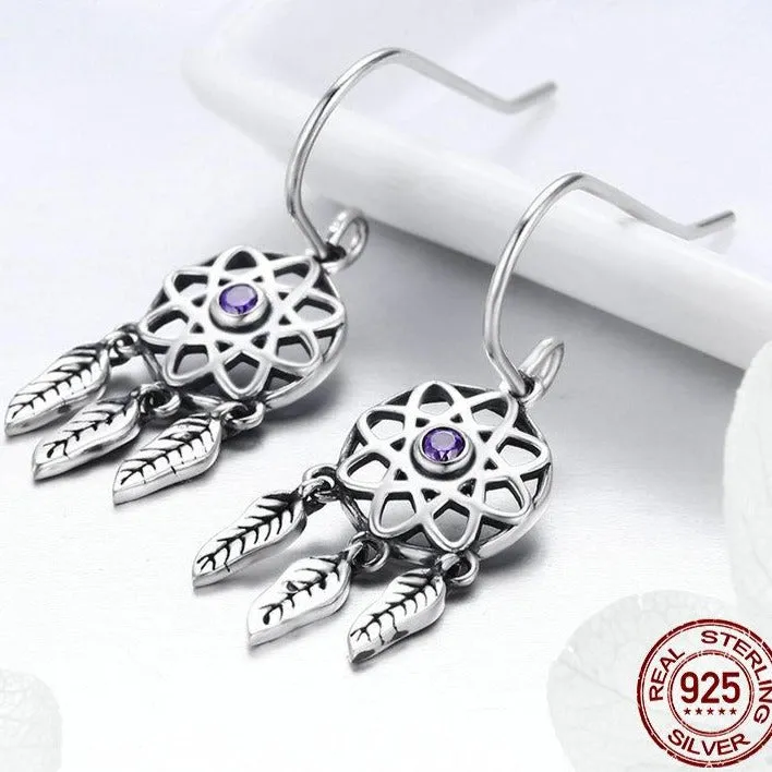 Dream Catcher 925 Sterling Silver Drop Earrings